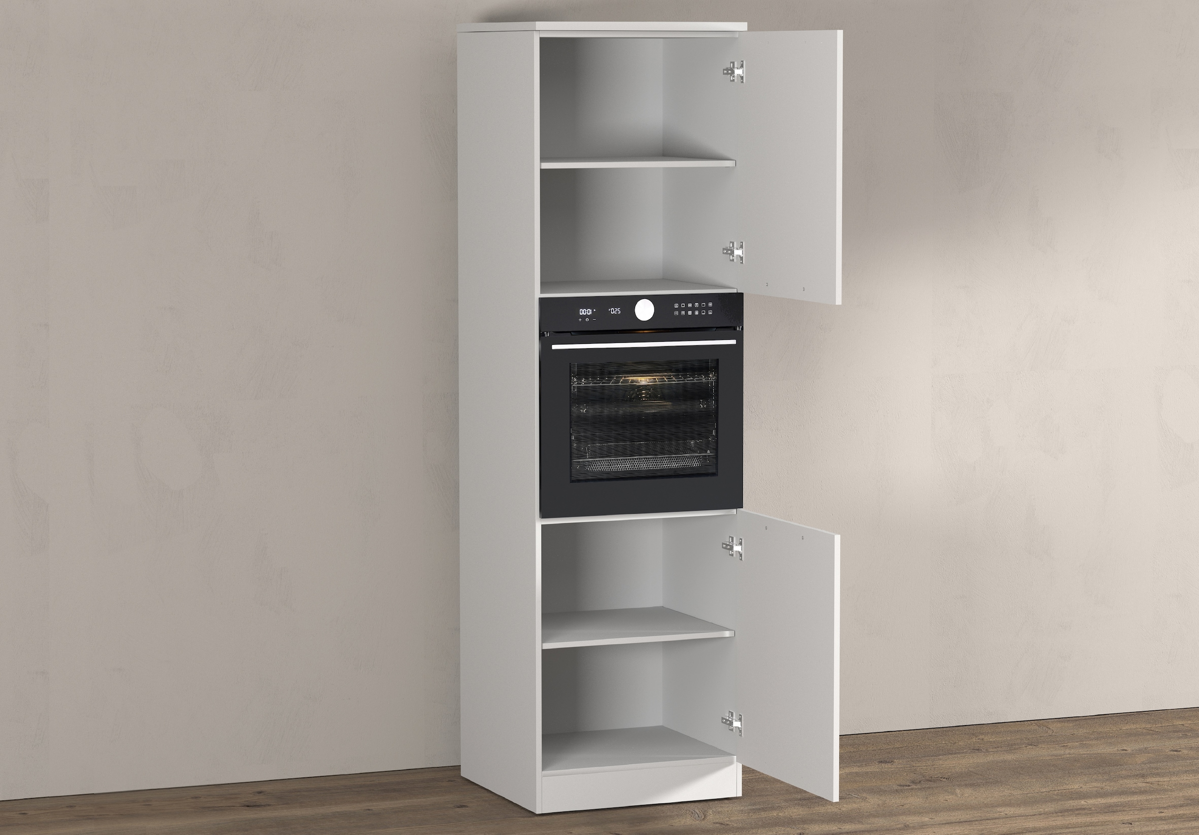 KOCHSTATION Armoire d'encastrement pour four »Luna, Backofenschrank, Backofen-Hochschrank, Made in Italy« B/T/H: 60×60×214,5 cm, Oberplatte mit 25 mm Stärke