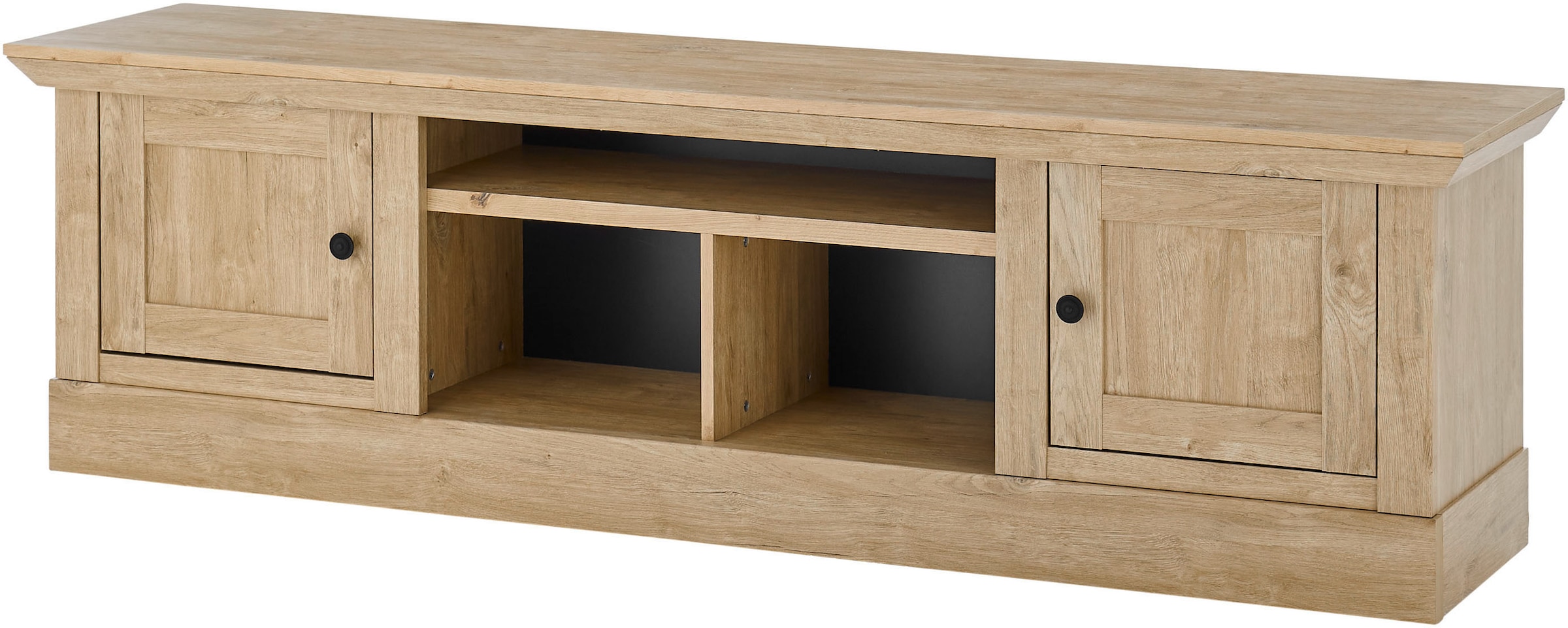 Home affaire Table basse »Cornwall, Unterschrank im Landhausstil, Kommode, Eiche Dekor« 1 cuis tlg. verschnörkelte Metallgriffe, offene Fächer und Türen, 194 cm breit