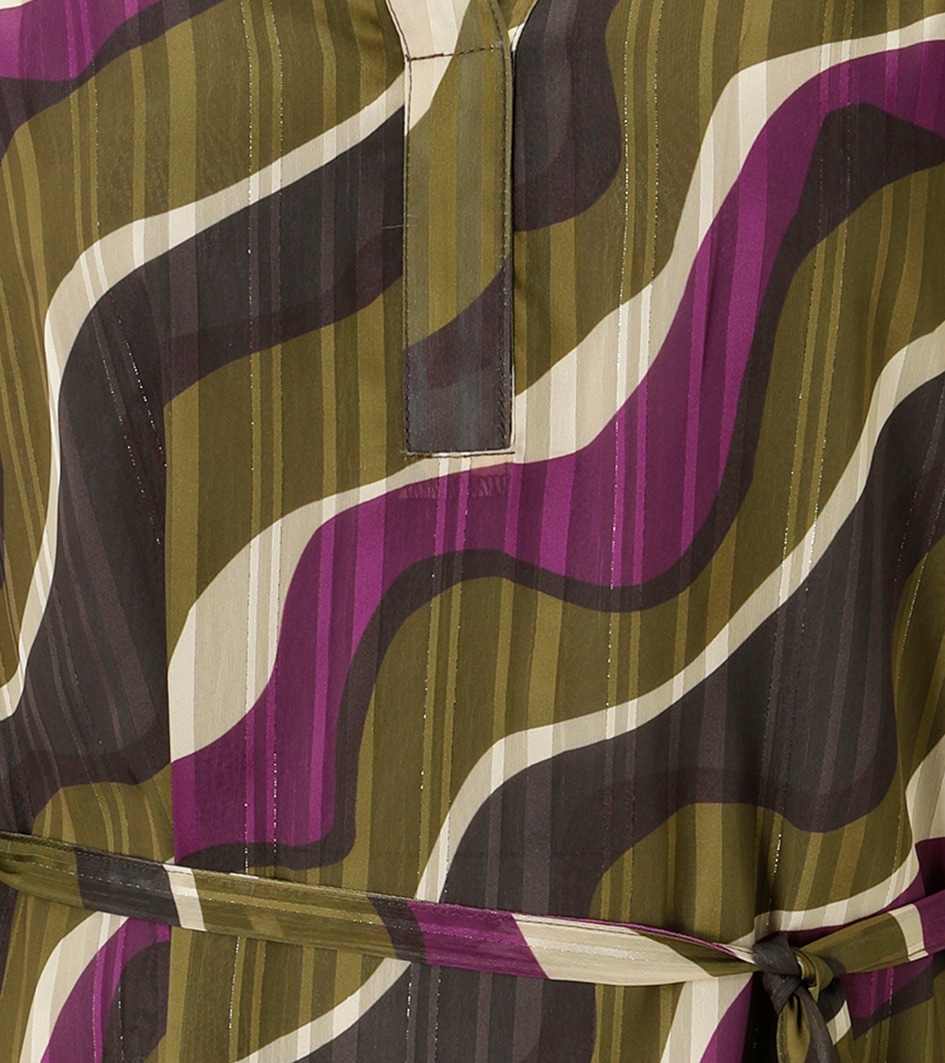 Aniston CASUAL Blusenkleid mit abnehmbarem Bindegürtel,  mit goldfarbenen Glanzfäden im grafischen Druck - NEUE KOLLEKTION