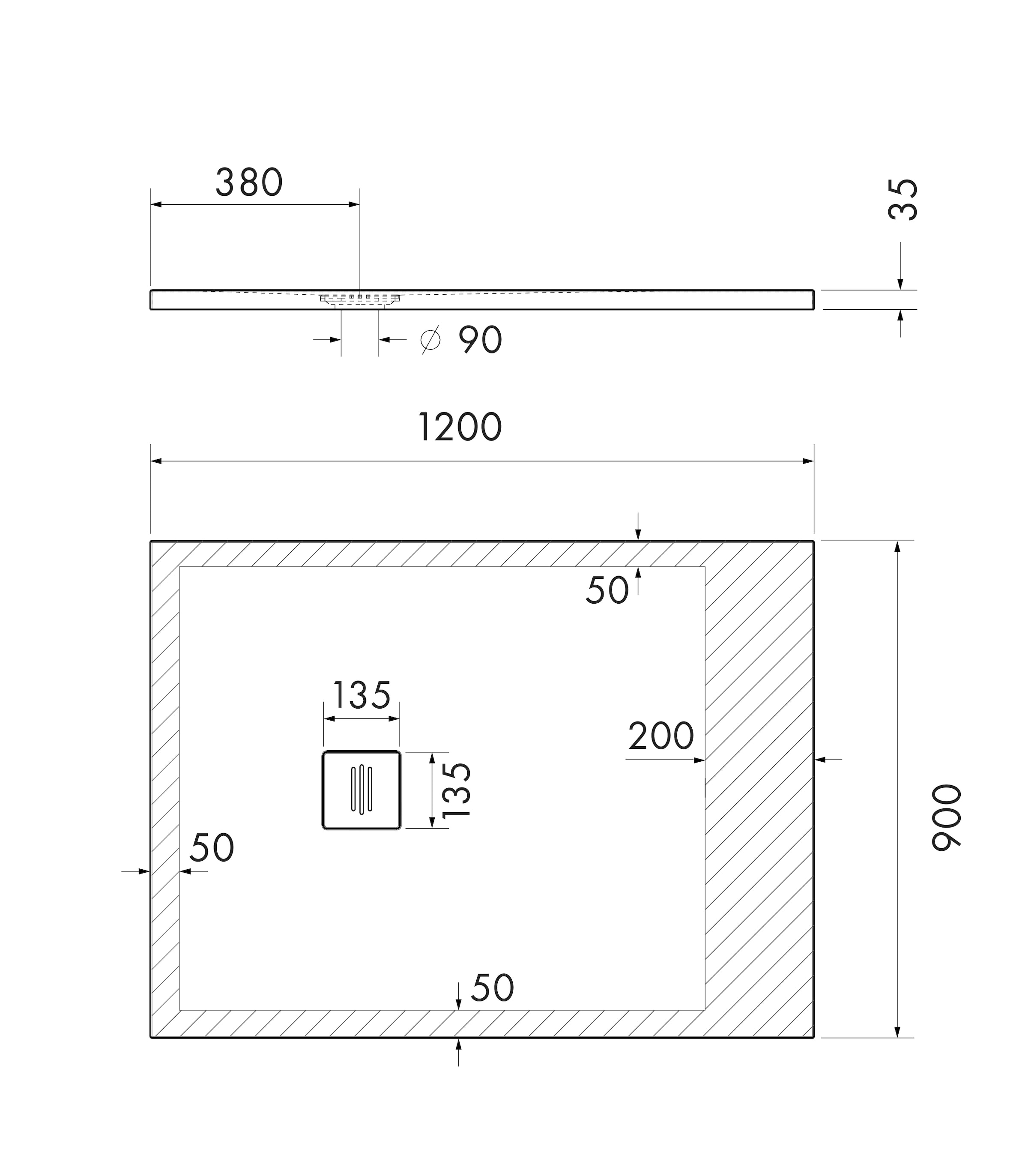 OTTOFOND Receveur de douche »Nevis« 120x90 cm, mat avec structure