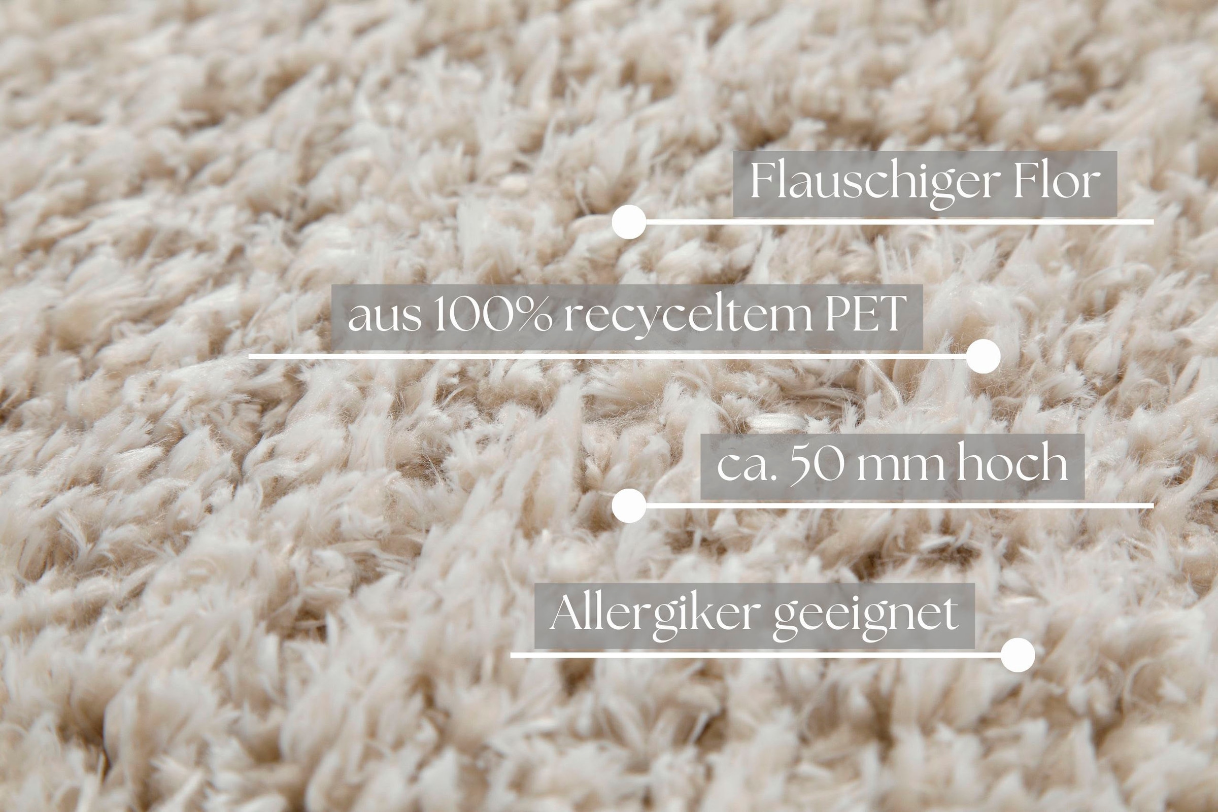 GOODproduct Hochflor-Teppich »Josetta« rund 50 mm Höhe Langflor, Shaggy, dichter weicher Hochflor, uni farben, Wohnzimmer