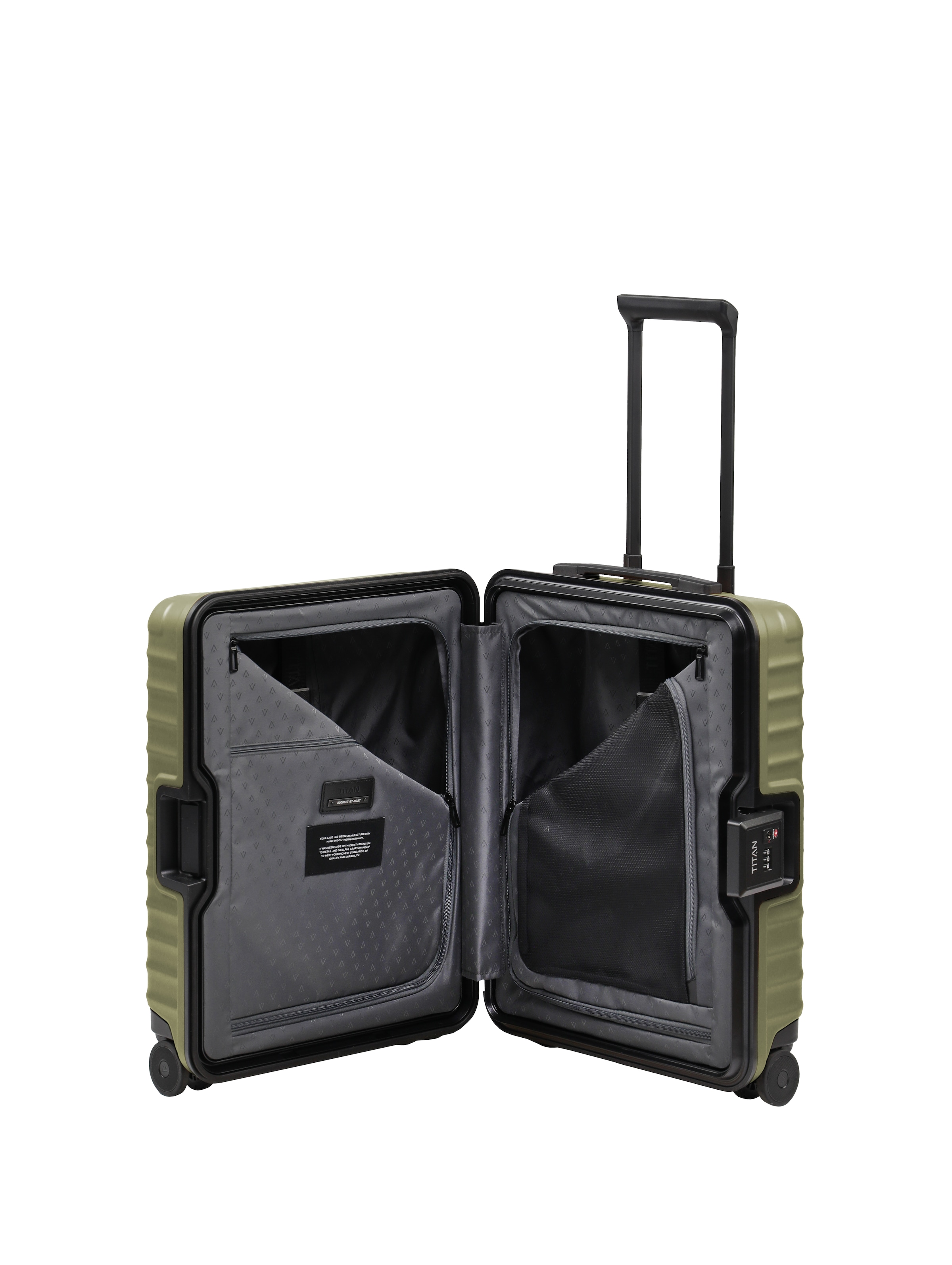 TITAN - Made in Germany Trolley »OVERSEAS Koffer Hartschale« 45 litre 4 Rollen Serrure TSA à cadre, agencement intérieur intelligent et surface résistante aux rayures