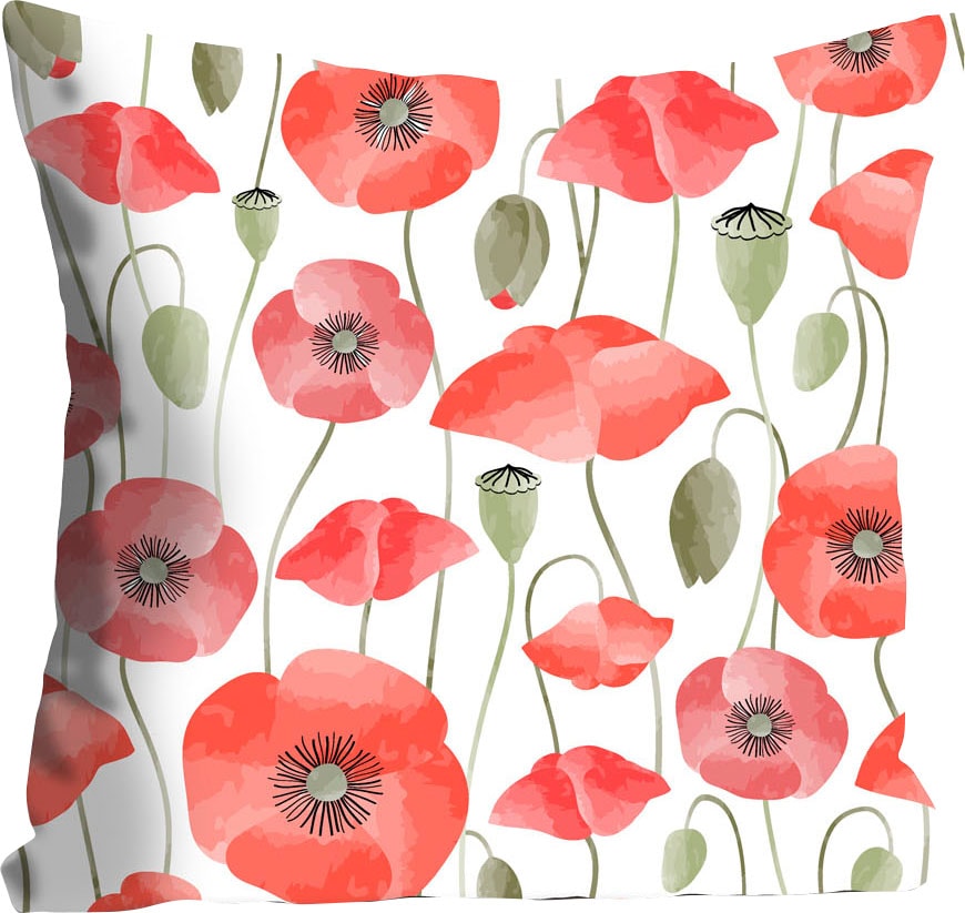queence Coussin décoratif »Denis« mit roten Mohnblumen