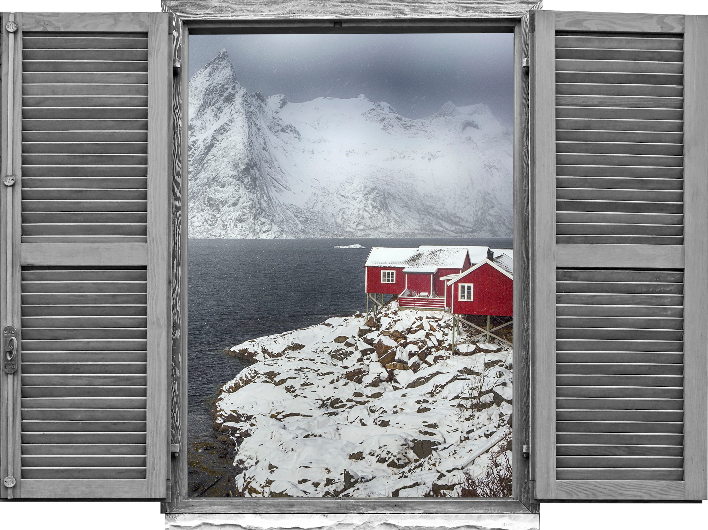 queence Wandtattoo »Norwegen Winter« Wandsticker, Wandbild, selbstklebend, 3D, Fenster