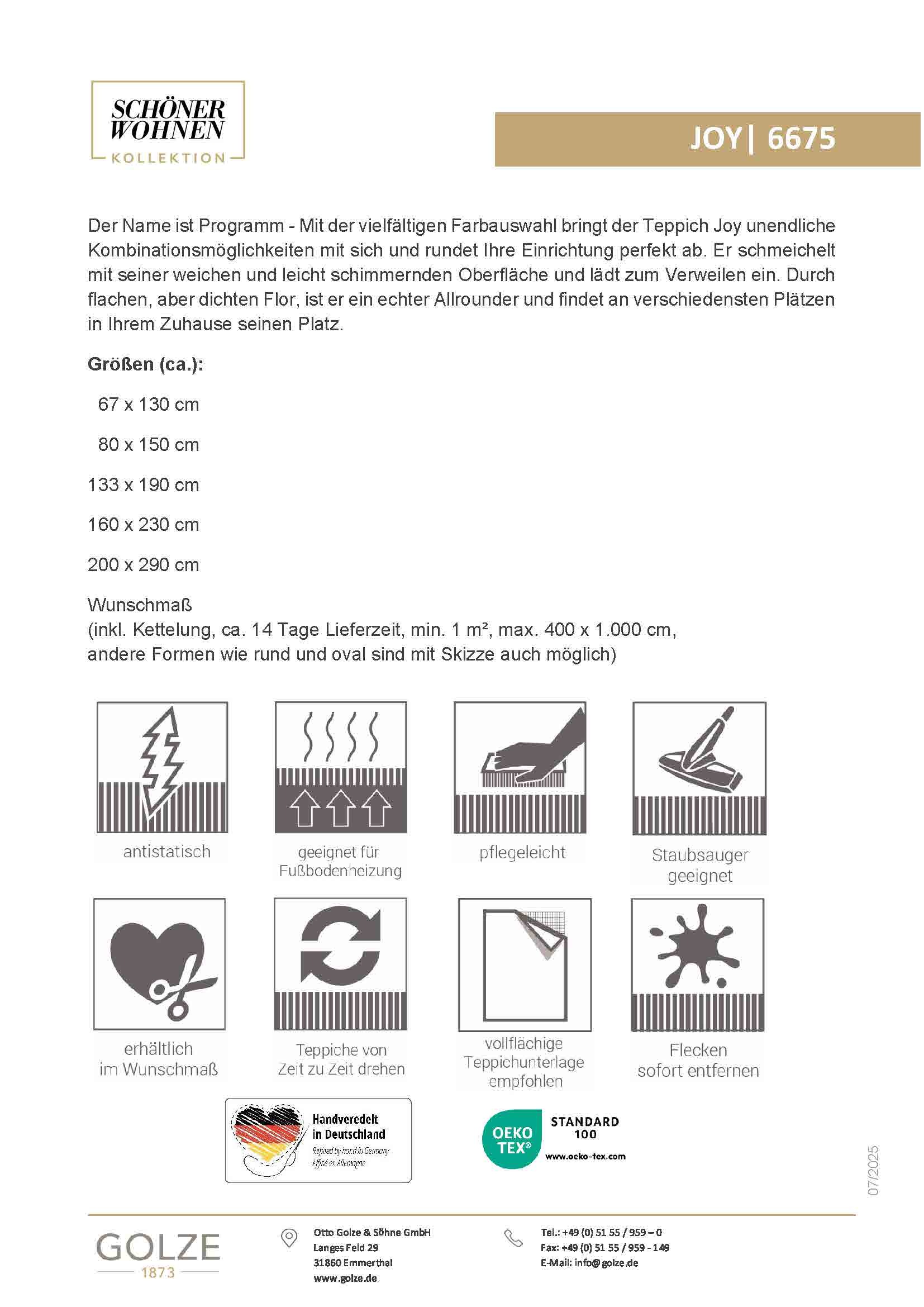 SCHÖNER WOHNEN-Kollektion Tapis »Joy« Rectangulaire 22 mm Höhe Wohnzimmer