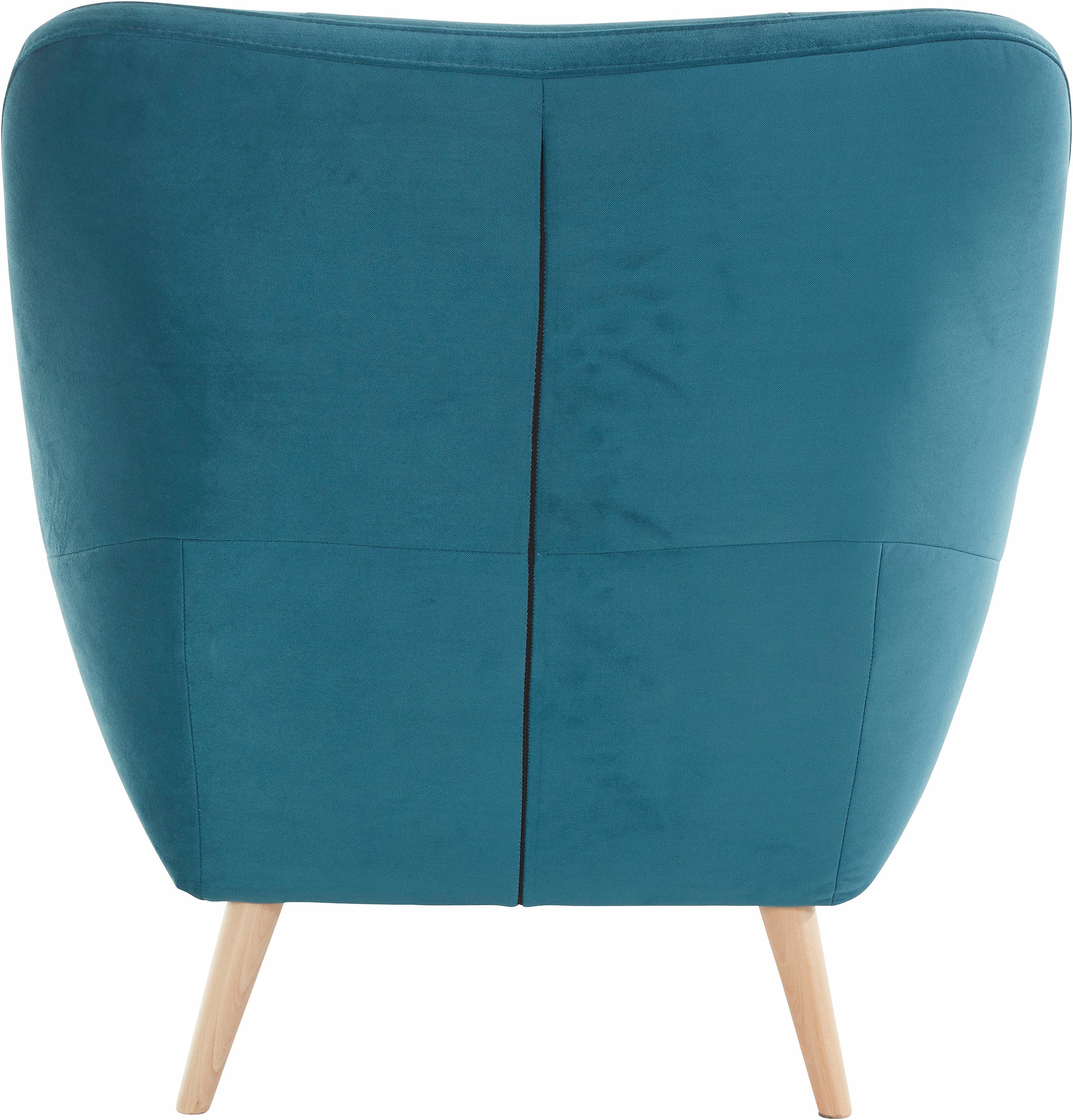 exxpo - sofa fashion Fauteuil »Scandi, Loungesessel mit tollem Sitzkomfort, hochwertige Polsterung« bequem, hohe Holzfüsse