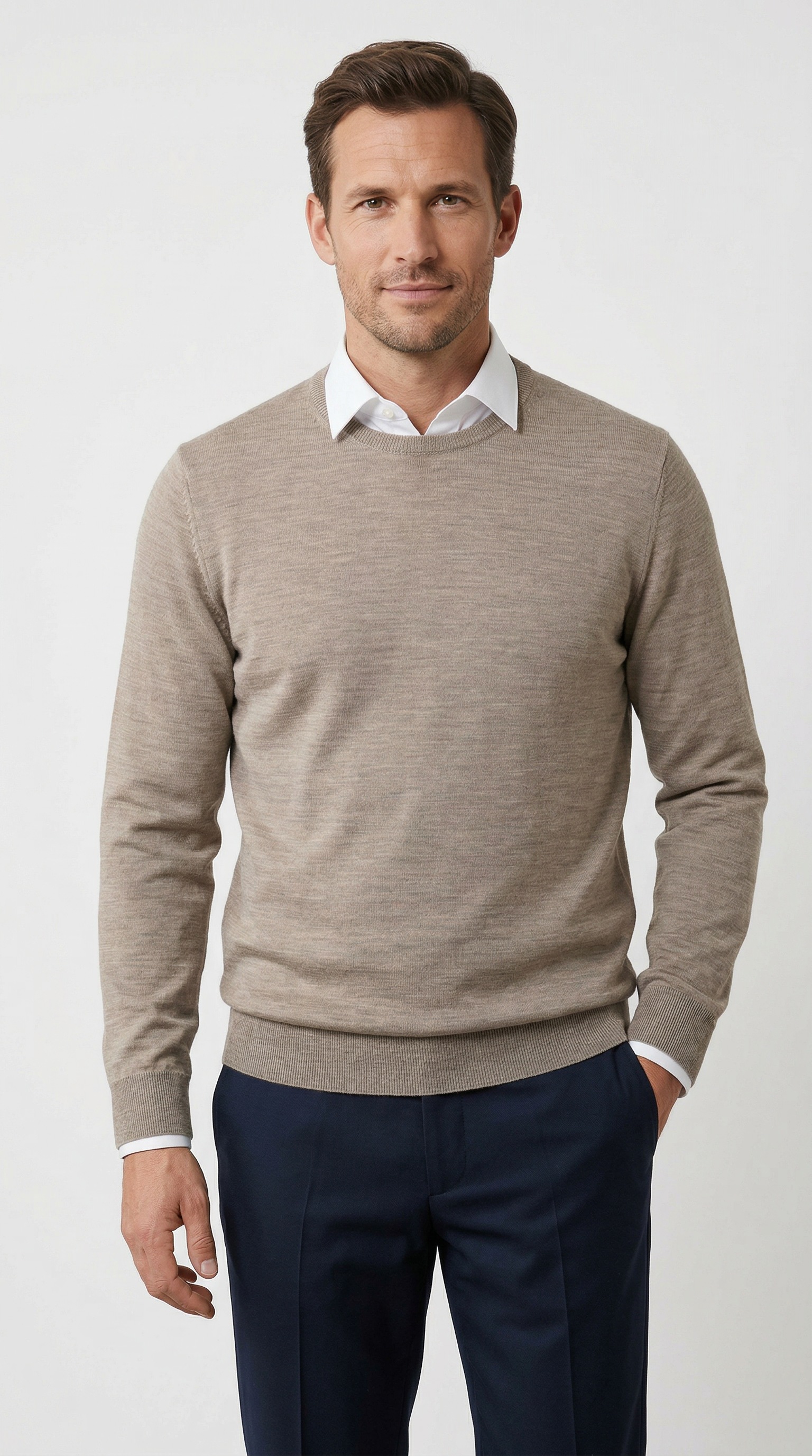 OLYMP Pull à col rond »OLYMP Strick Casual« pull en maille moderne