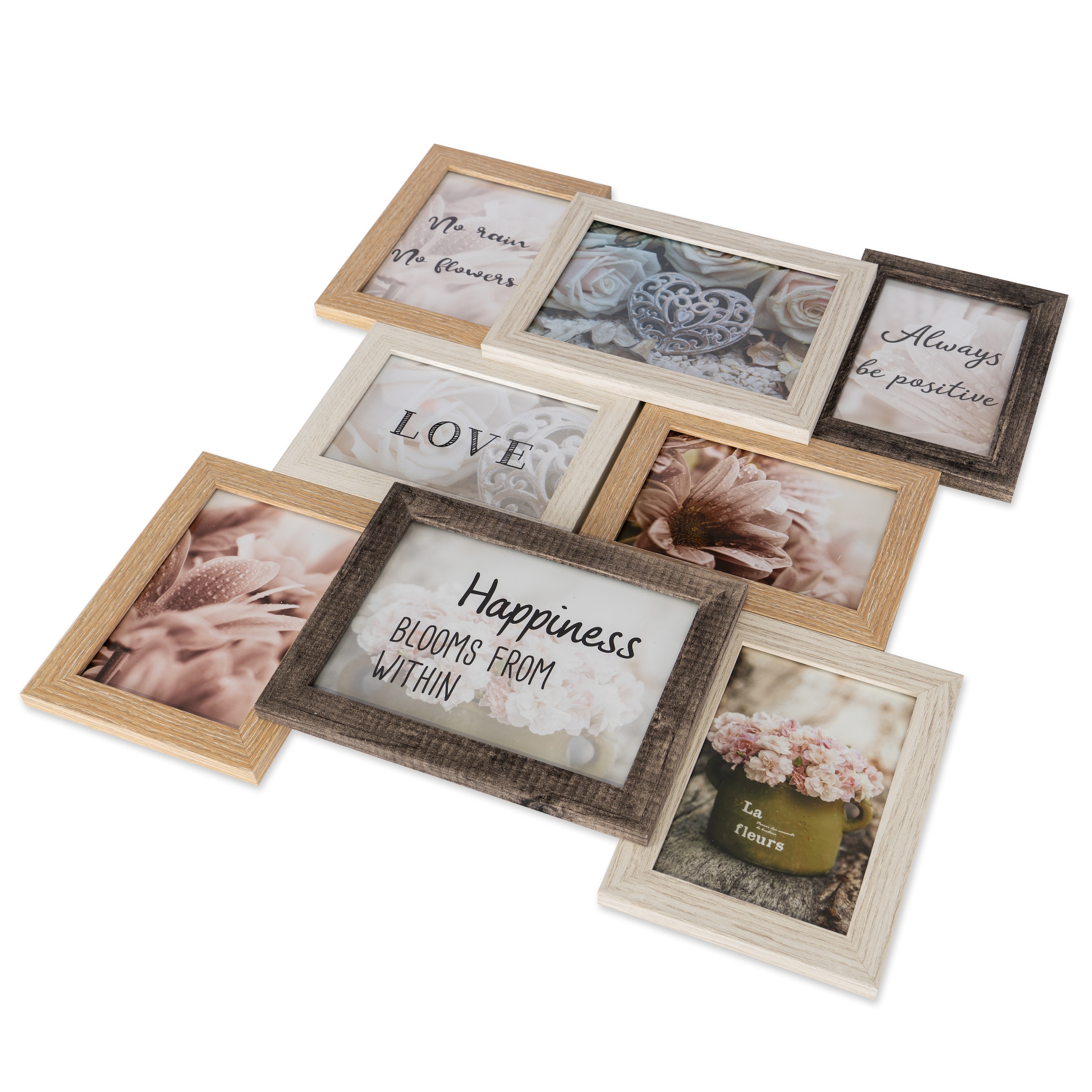 queence Cadre photo collage »Rahmen 3D Holz in braun« für 8 Bilder 1 cuis tlg. place pour 6 photos en 10x15cm et 2 photos en 13x18cm
