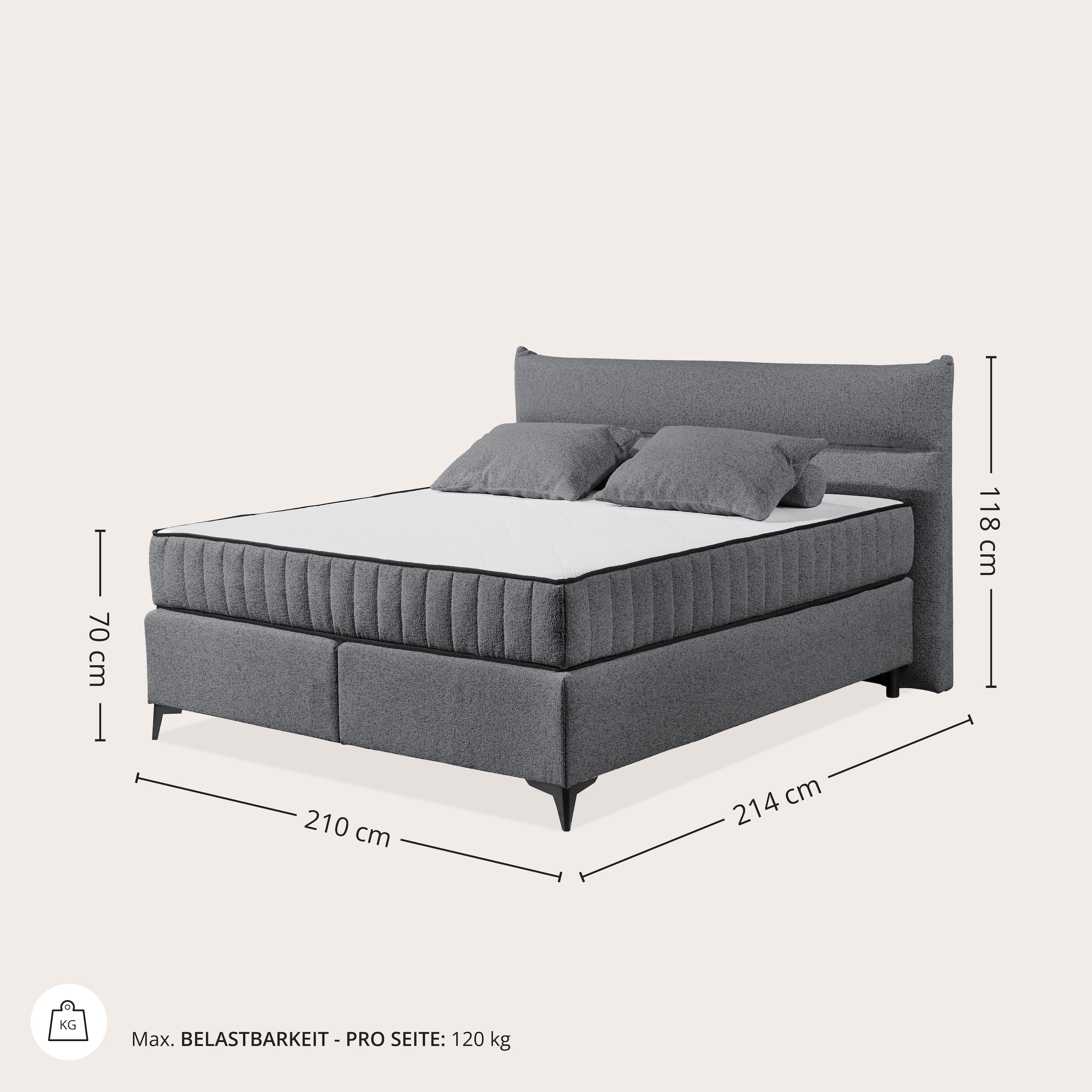 ED EXCITING DESIGN Lit boxspring »Vlieland« Premium 9-Zonen-Tonnentaschenfederkern Duo-Matratze mit Kokosmatte