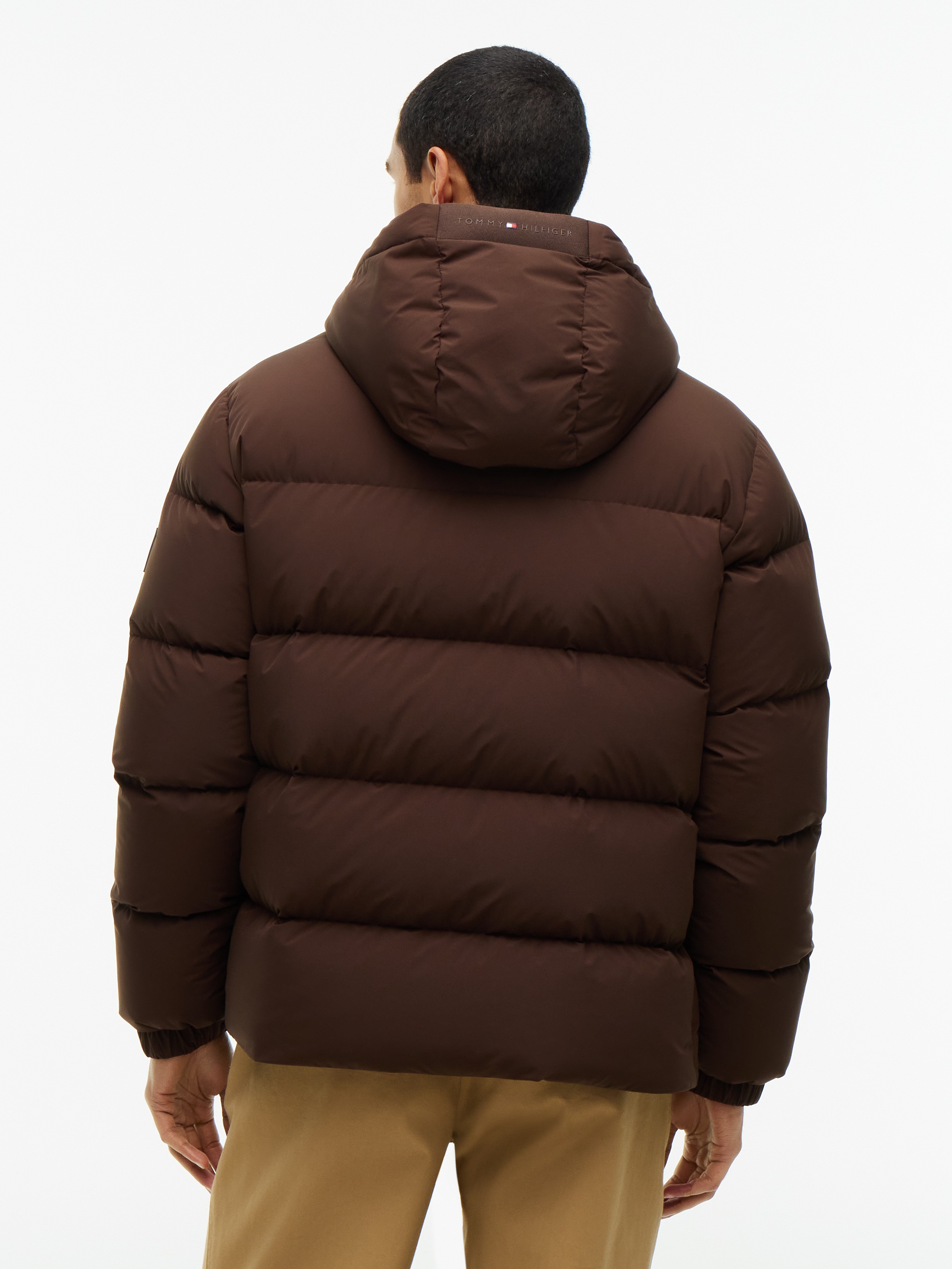 Tommy Hilfiger Daunenjacke »DOWN HOODED PUFFER JKT« mit Kapuze mit Logo-Patch, mit Kapuze, mit Daunenfüllung