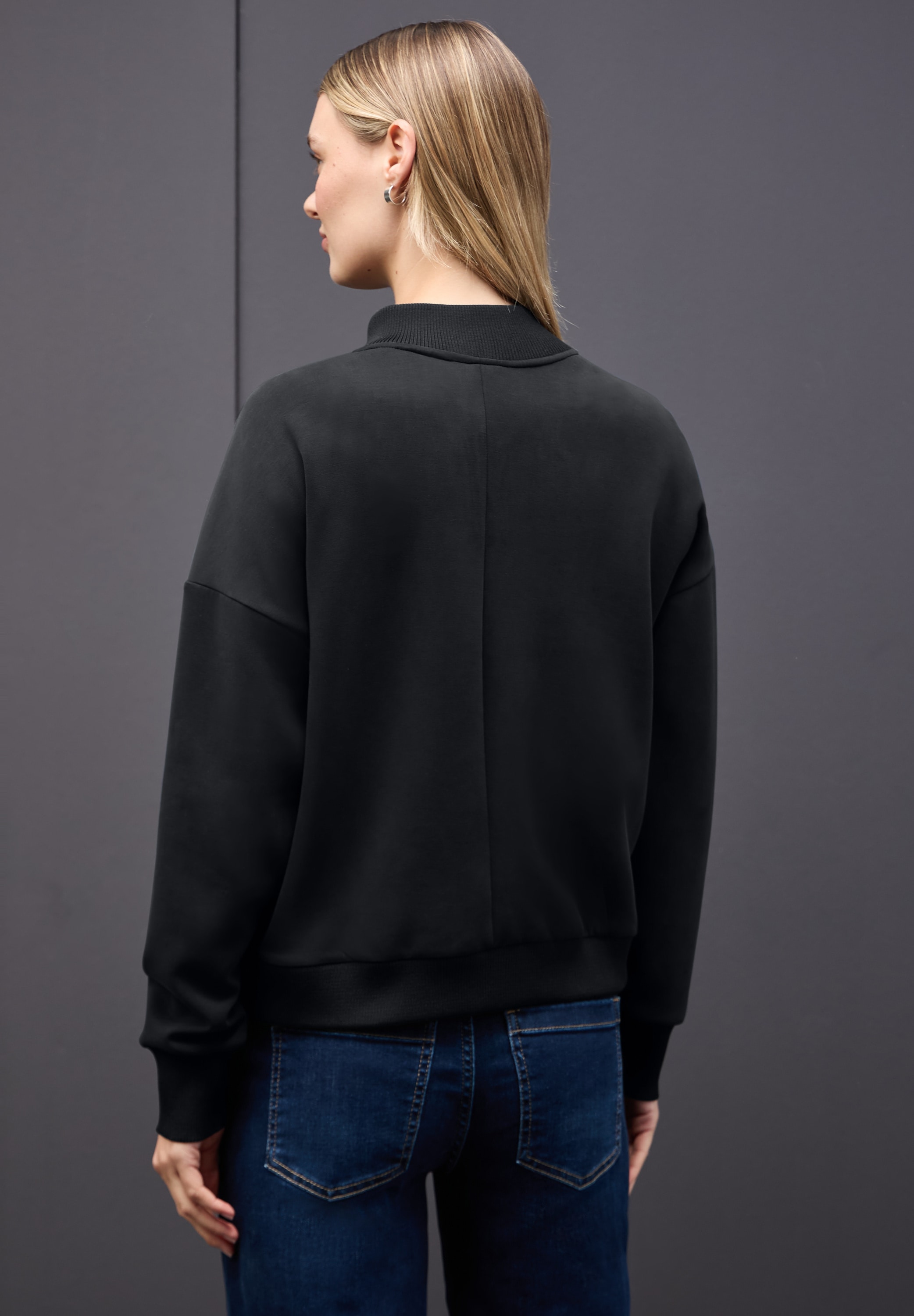 STREET ONE Veste sweat mit Rippdetails und im Silk-Look