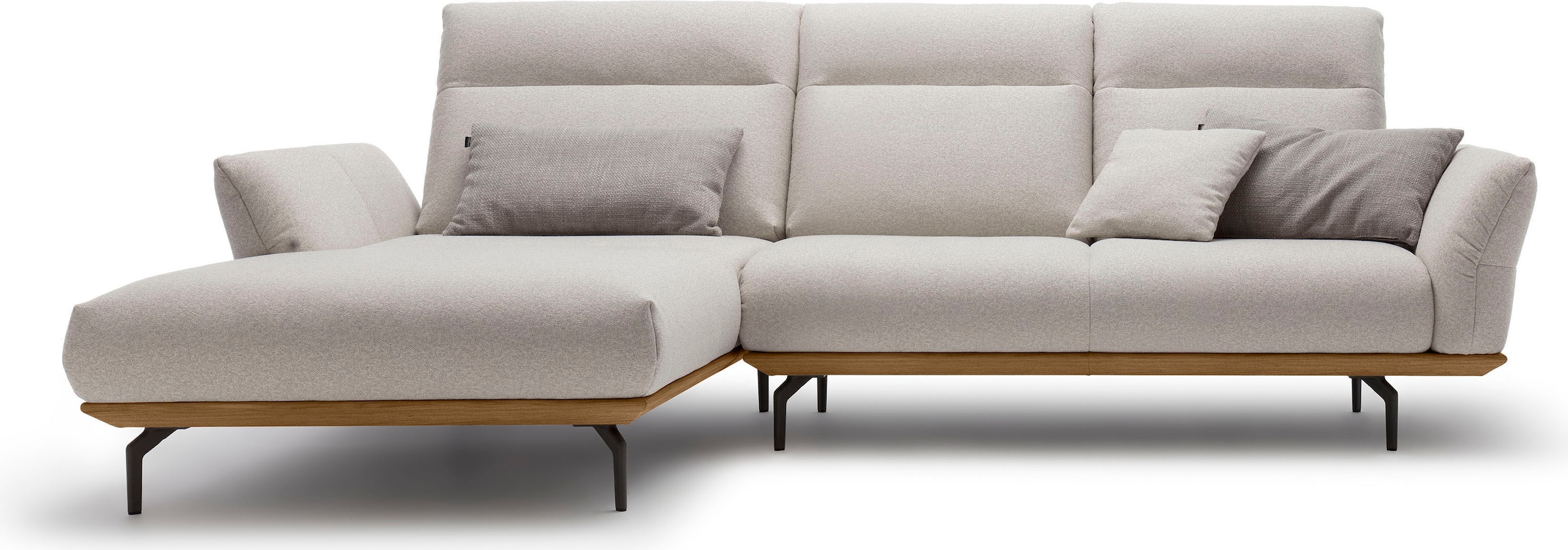 Creation BY ROLF BENZ Canapé d'angle »CR.460 Designsofa, verstellbare Rückenlehne, hochwertig & bequem« socle en noyer, pieds d'angle en gris ombre, largeur 298 cm