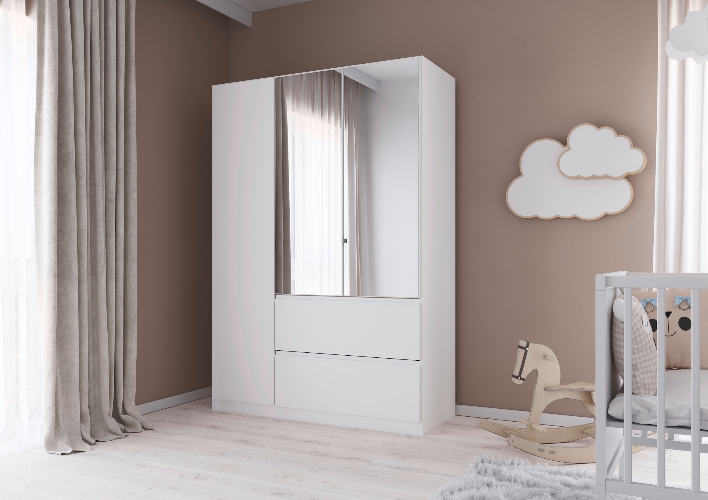 rauch Armoire à portes battantes »Kleiderschrank Schrank Garderobe Wäscheschrank Schlafzimmer JOEL« En 3 configurations différentes BASIC/CLASSIC/PREMIUM,  avec deux tiroirs, fonction Push-to-Open MADE IN GERMANY
