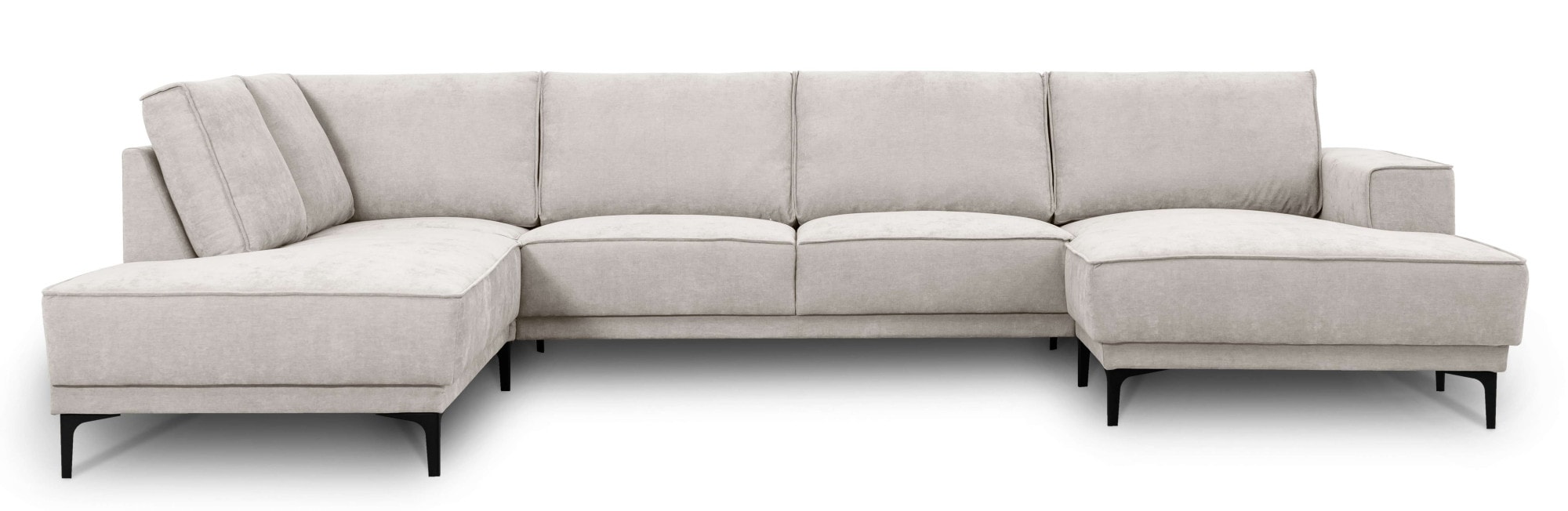 GOODproduct Paysage de salon »XXL Sofa Oland, Struktur, Flachgewebe, Luxus-Microfaser, Boucle« Forme en U, 345 cm, suspension à ressorts ondulés, design scandinave, pieds en métal