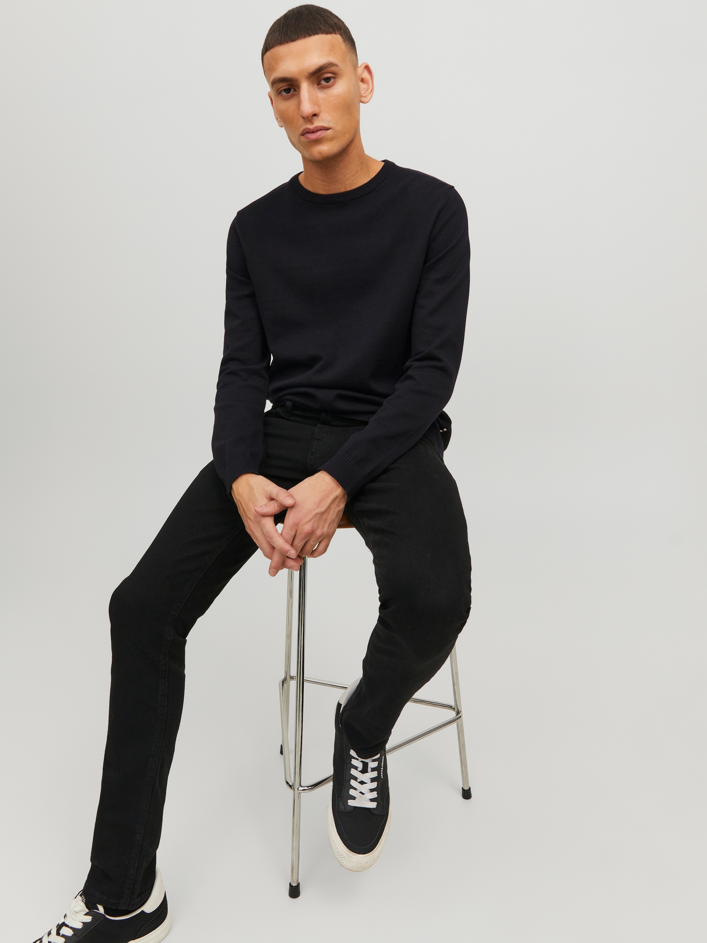 Jack & Jones Rundhalspullover »JJEBASIC mit Rundhals, ideal für Job und Freizeit« unifarben, modisch, slim fit, Baumwolle, Rundhals
