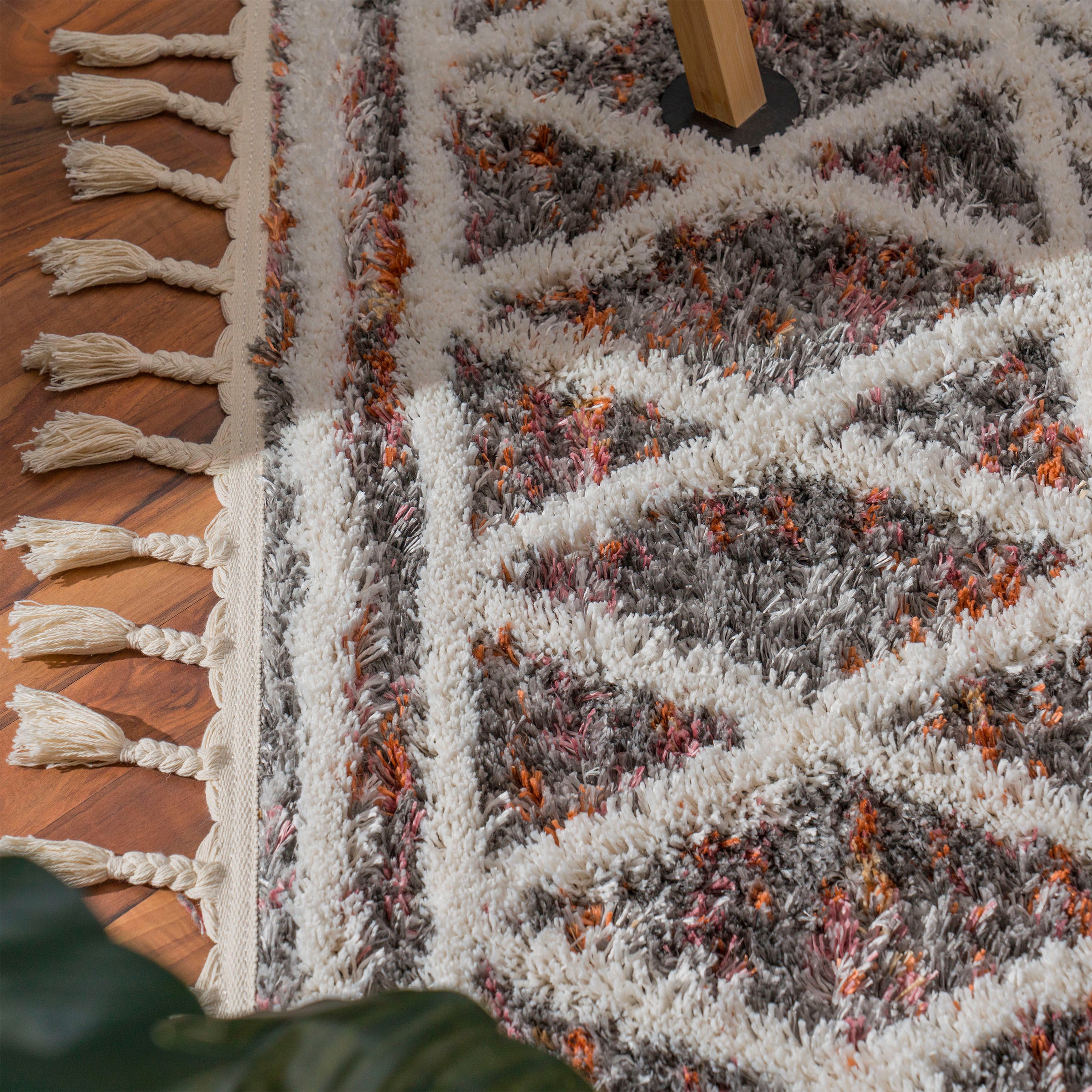 Paco Home Hochflor-Teppich »Monza 652« rechteckig 34 mm Höhe meliert, Rauten Muster, 3D-Effekt, mit Fransen