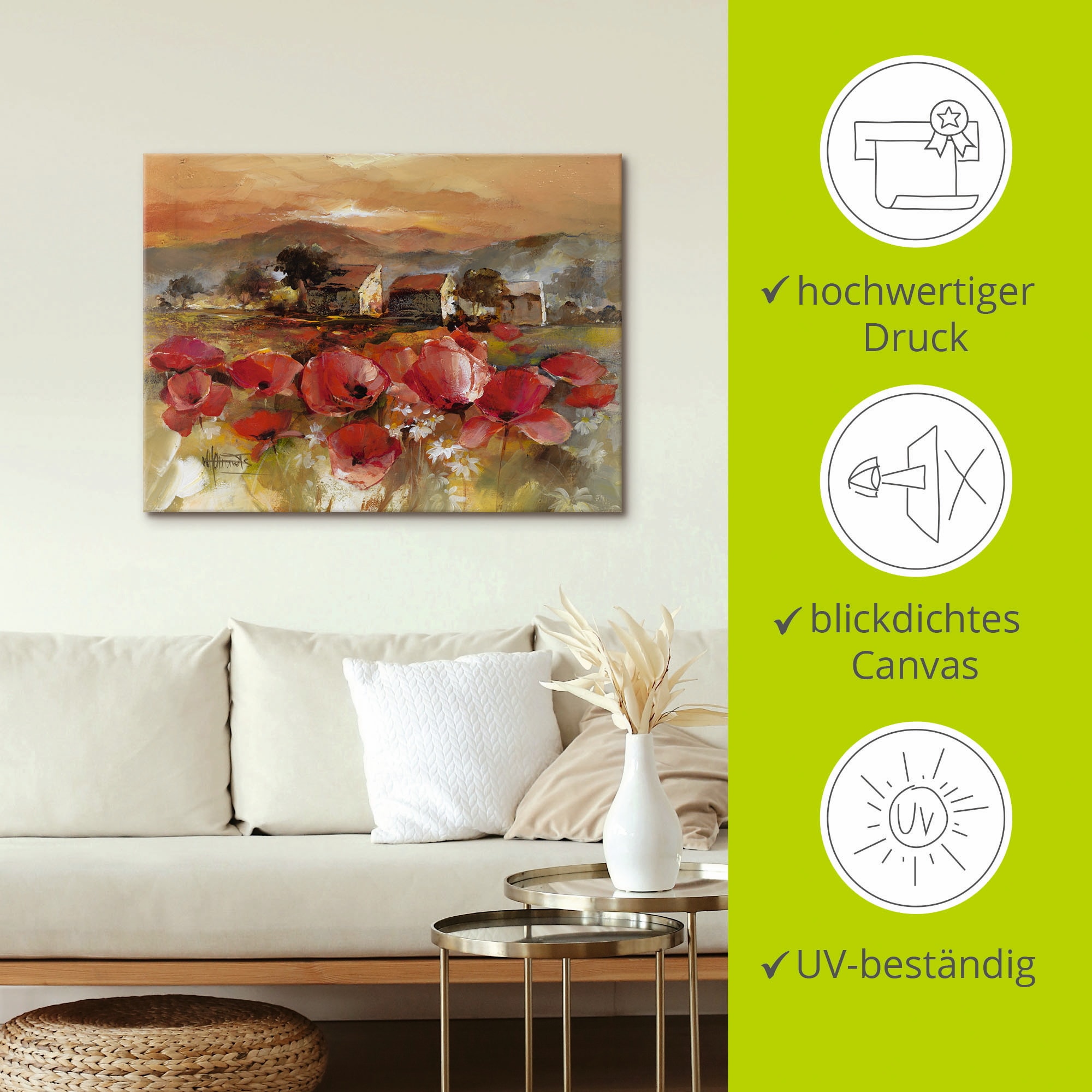 Artland Leinwandbild »Toskana Romantic II« Blumen 1 Stk. tlg. auf Holzrahmen gespannt