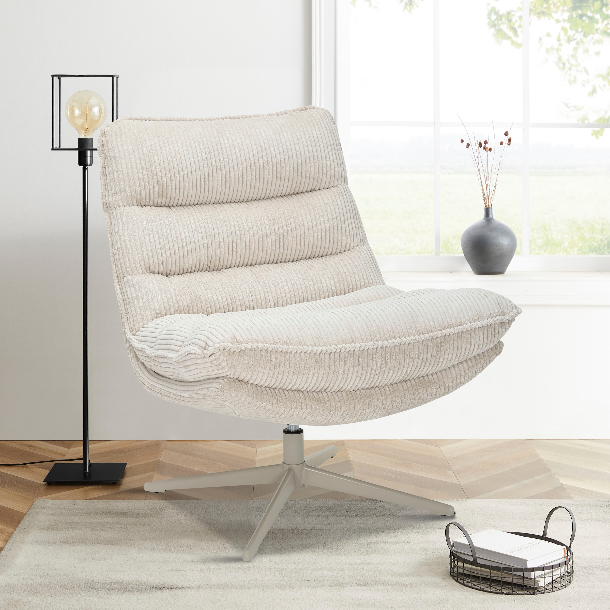 GOODproduct Fauteuil »AVAA, Loungesessel im softem Cord-Bezug,« 360° Grad drehbar, Relax- und TV-Sessel