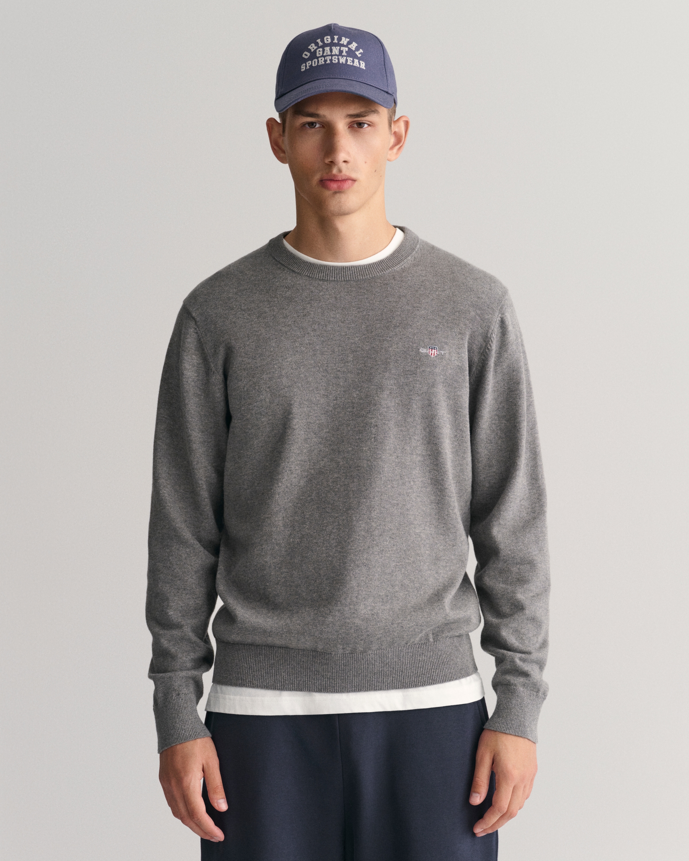 Gant Rundhalspullover »CLASSIC COTTON C-NECK« Premium Strickpullver aus weicher 100% Baumwolle, Übergangspullover