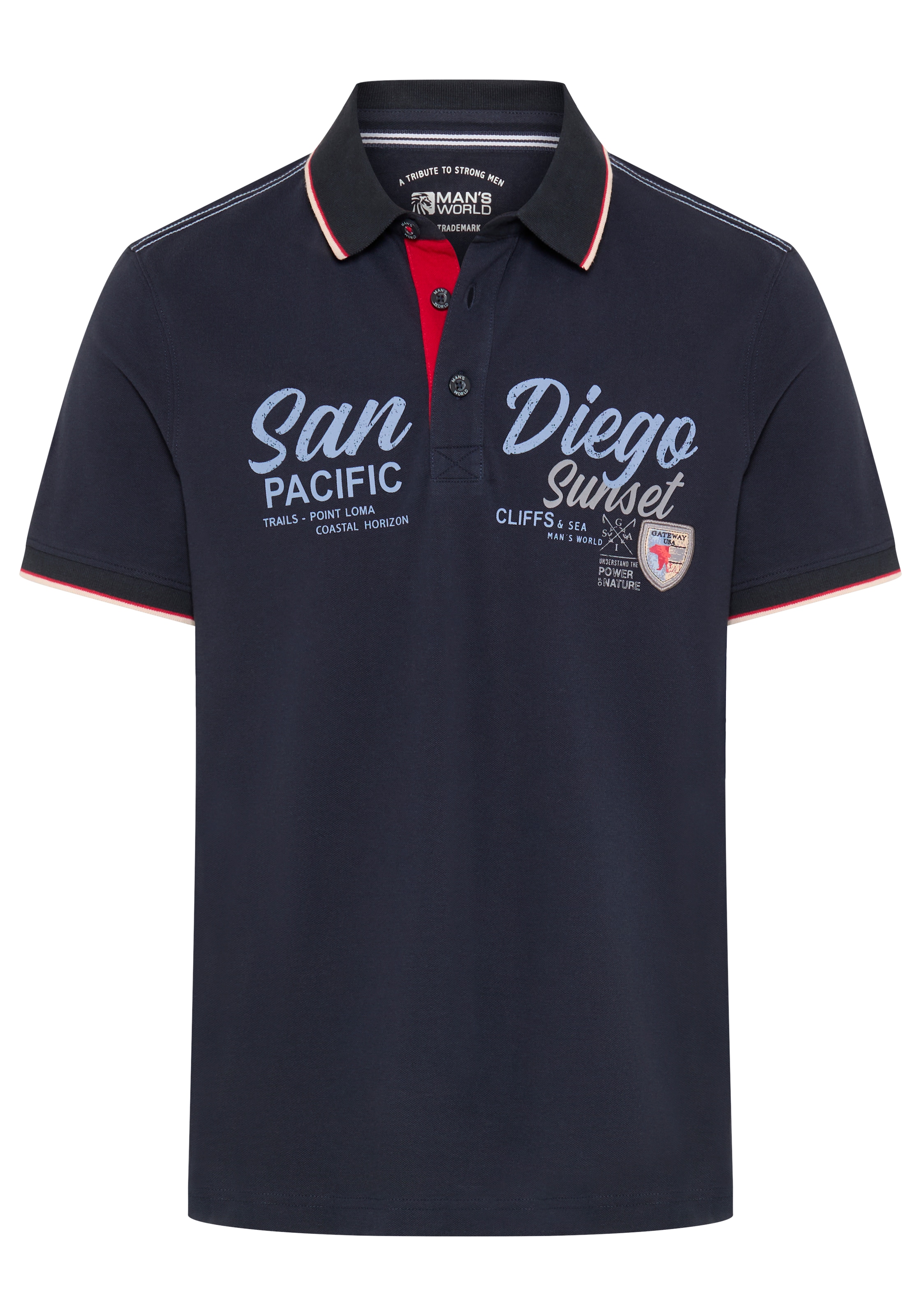 Man's World Polo »Neue Kollektion!« normale Passform, Kurzarm, mit Print und Badge, aus Piqué-Material