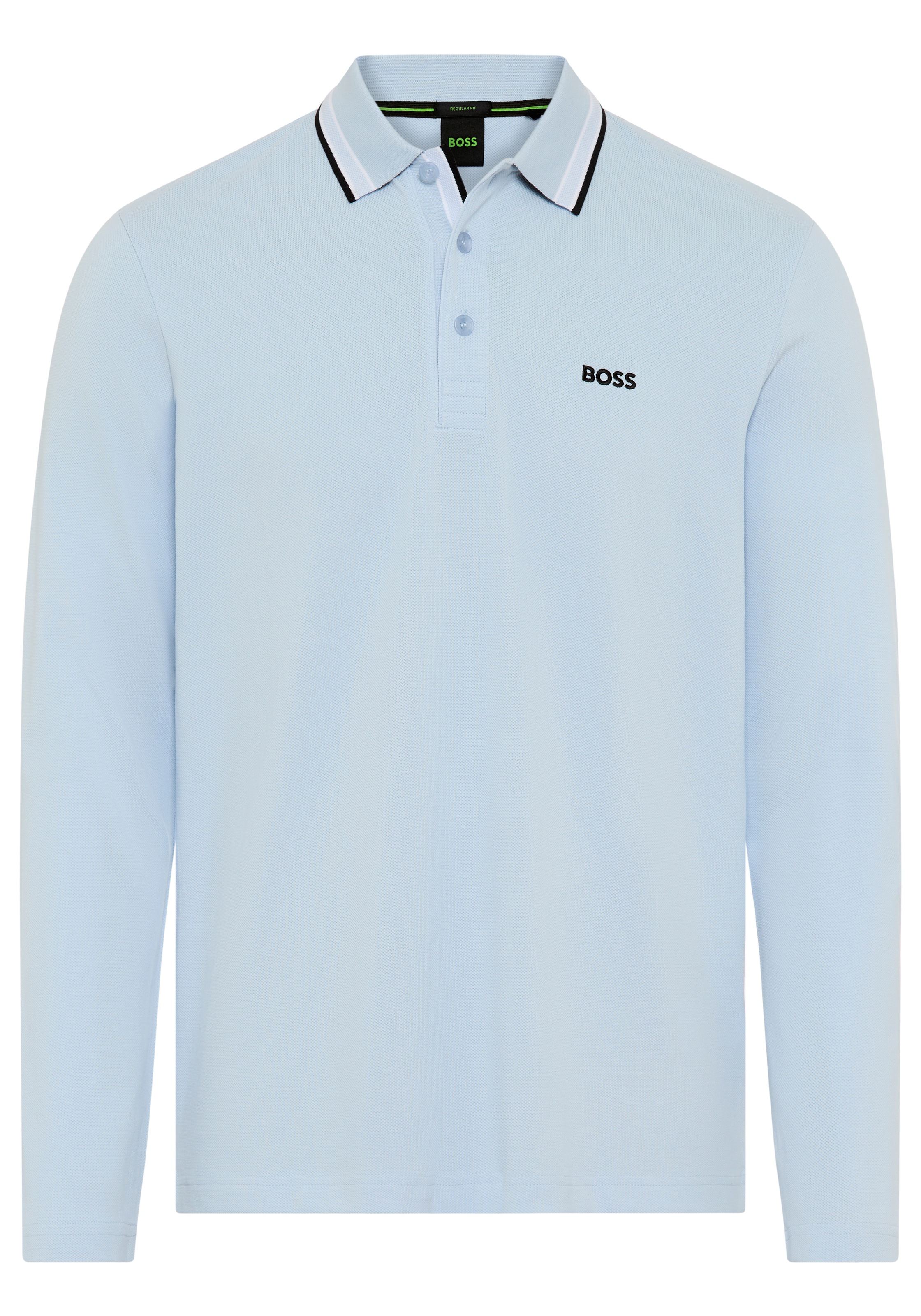 BOSS GREEN Langarm-Poloshirt »Plisy« mit Streifen am Kragen