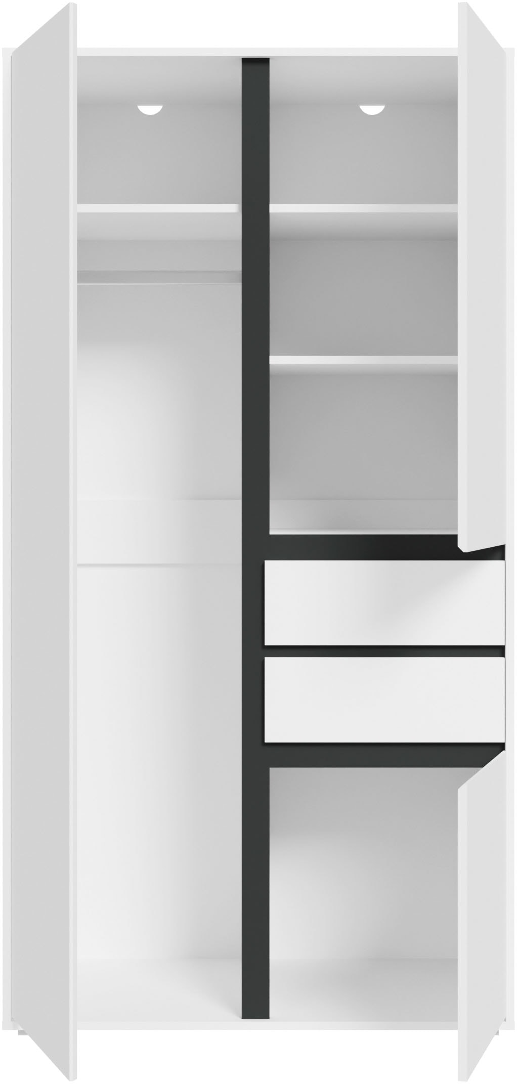 Home affaire Armoires à vêtements »NULA, Schlafzimmerschrank, Garderobe, Schrank« in verschiedenen Ausführungen und Farben erhältlich, 1 cuis tlg. 3 Türen, 2 Schubkästen, 1 E-Boden, 5 K-Böden, 1 Kleiderstange
