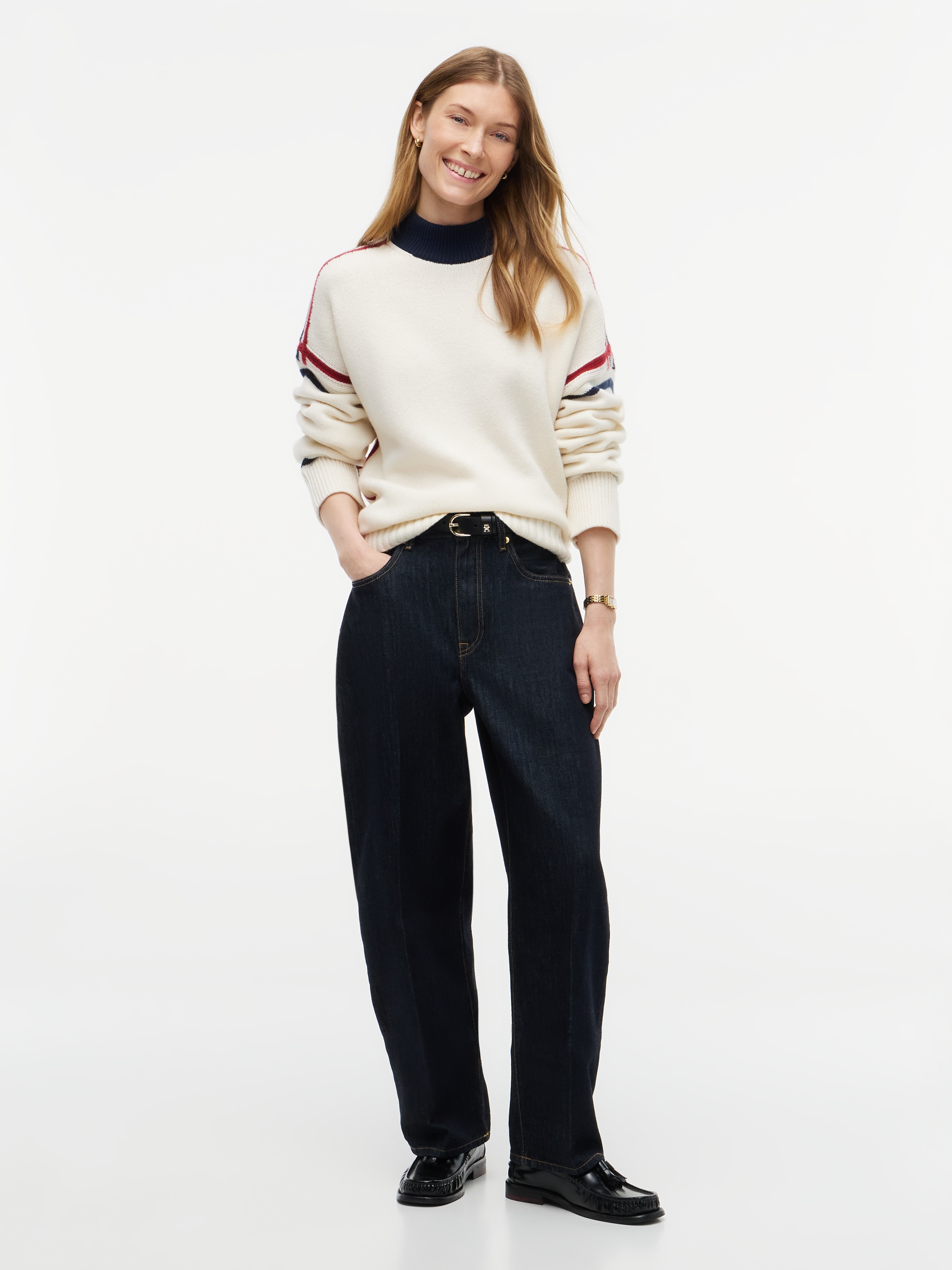 Tommy Hilfiger Pull en tricot »RWB MK-NK RLX FIT SWT« en laine, coupe décontractée
