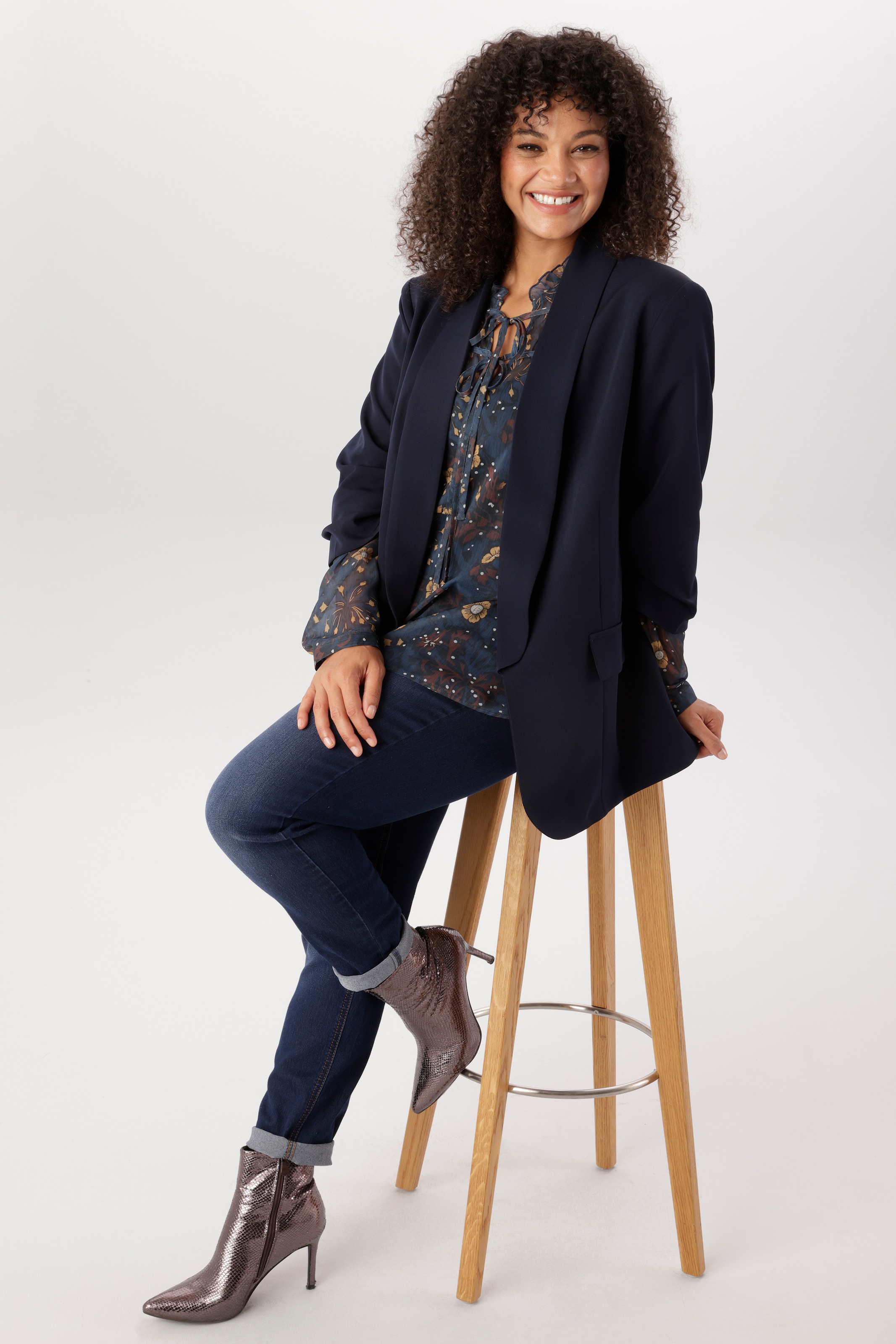 Aniston PLUS Blazer long avec manches 3/4 froncées - NOUVELLE COLLECTION