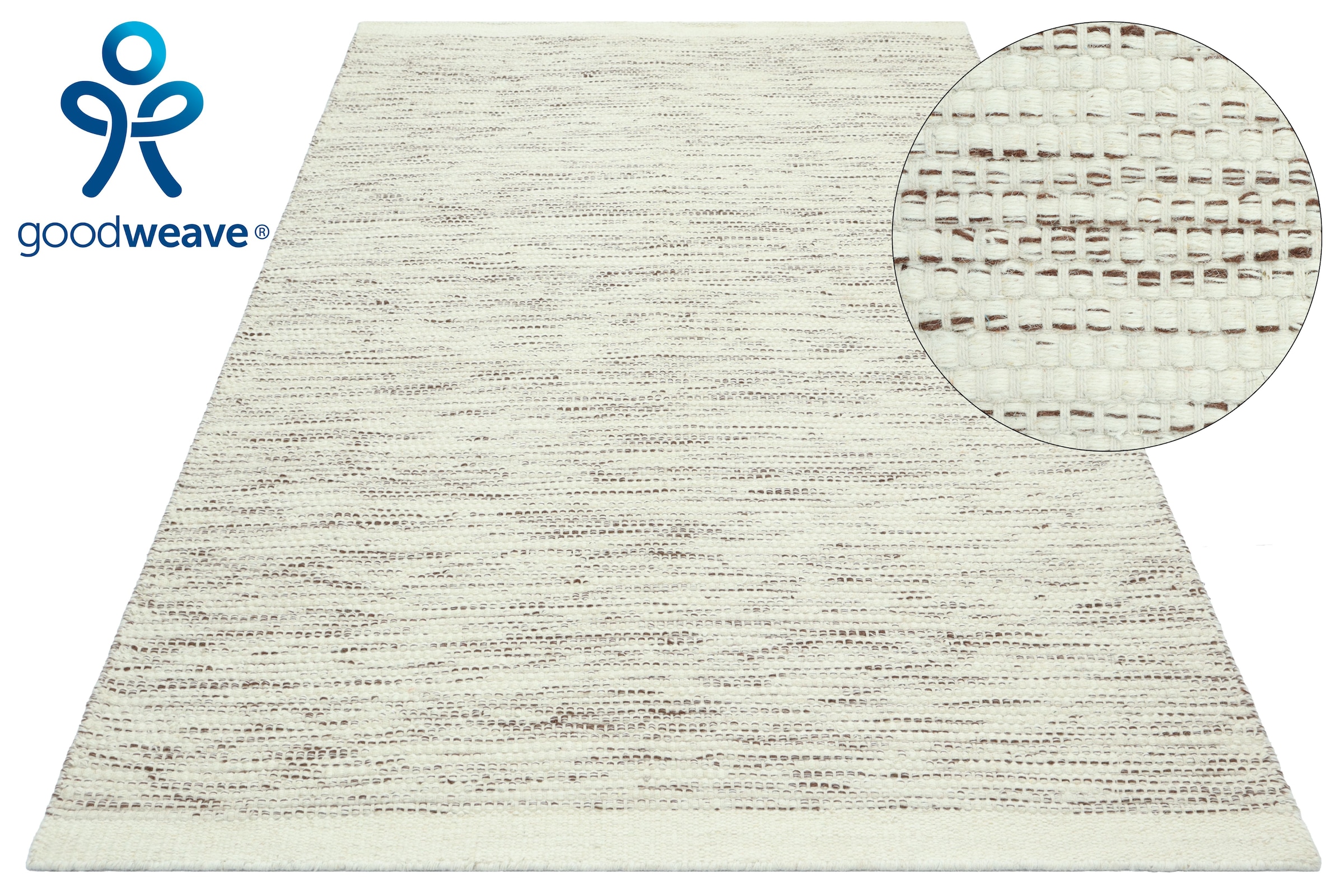 GOODproduct Tapis »Lirra, mit hohem Wollanteil, Wolle-Baumwoll-Mix« Rectangulaire 6 mm Höhe Design intemporel, structure tissée, salon, chambre, salle à manger