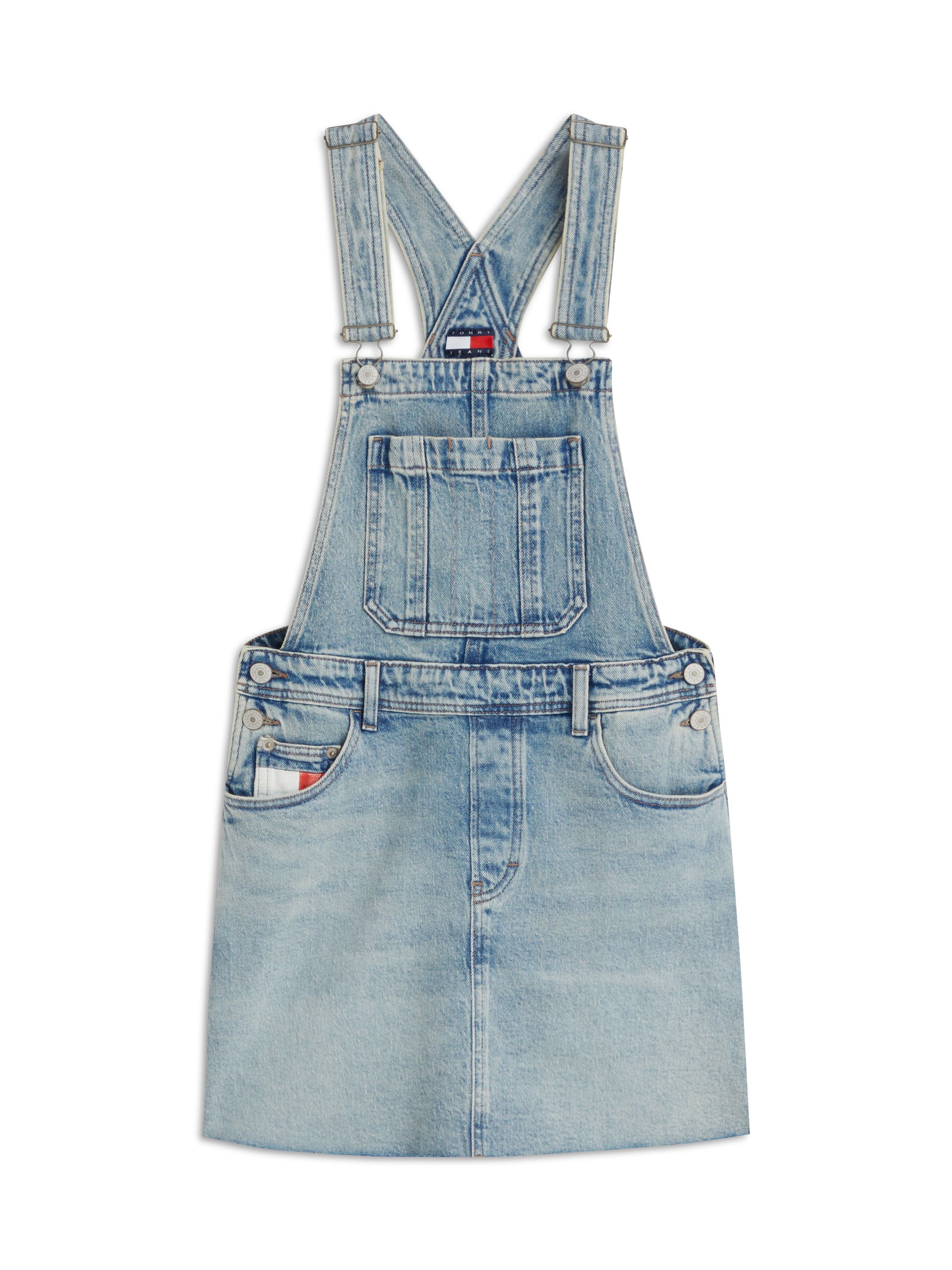 Tommy Jeans Jeanskleid »DENIM DUNGAREE DRESS RWB CJ6115« Brusttasche Baumwollmischung