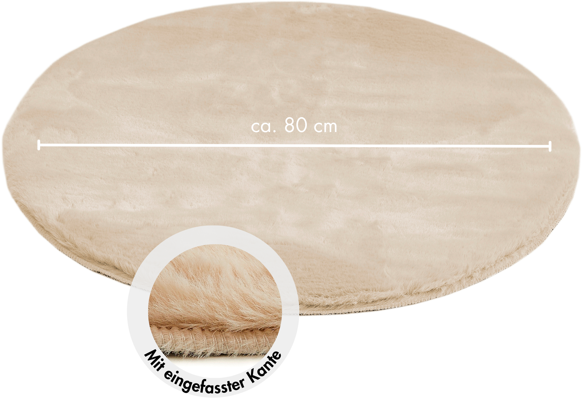 GOODproduct Tapis à poils longs »Lugano« Rond 30 mm Höhe Kunstfell, Uni Farben, sehr weich & kuschelig