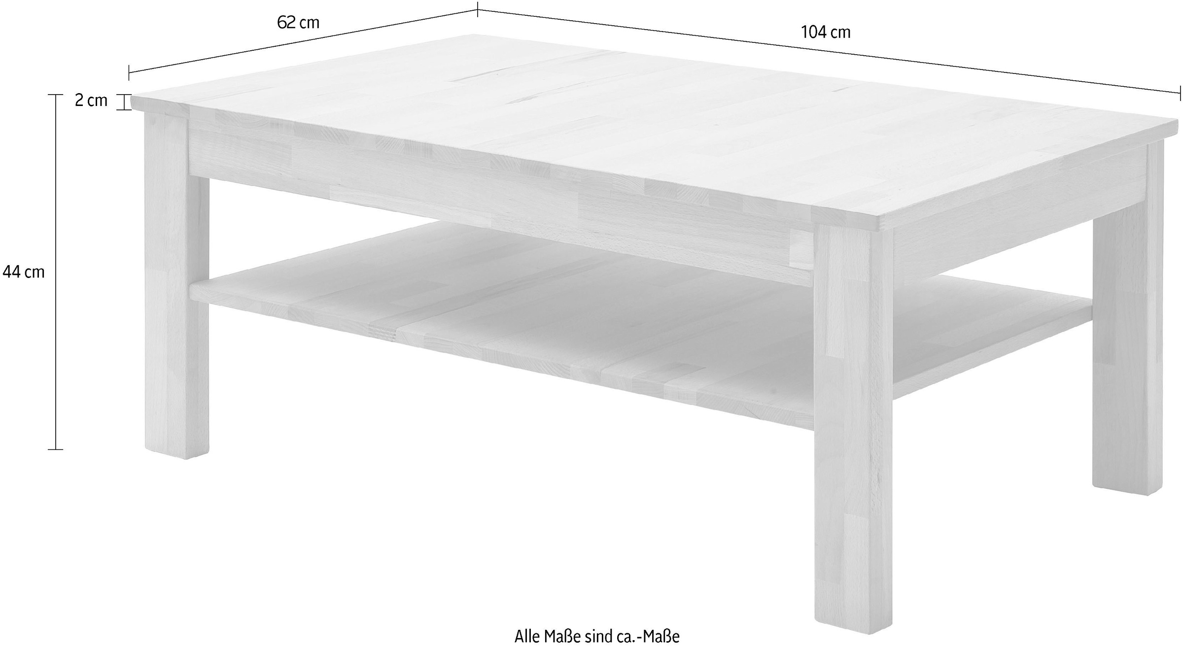 MCA living Table basse »Fenja Wohnzimmertisch, Holztisch, Sofatisch« 1 cuis tlg. Massivholz, Kernbuche, rechteckig, Breite 104 cm, Made in Europe