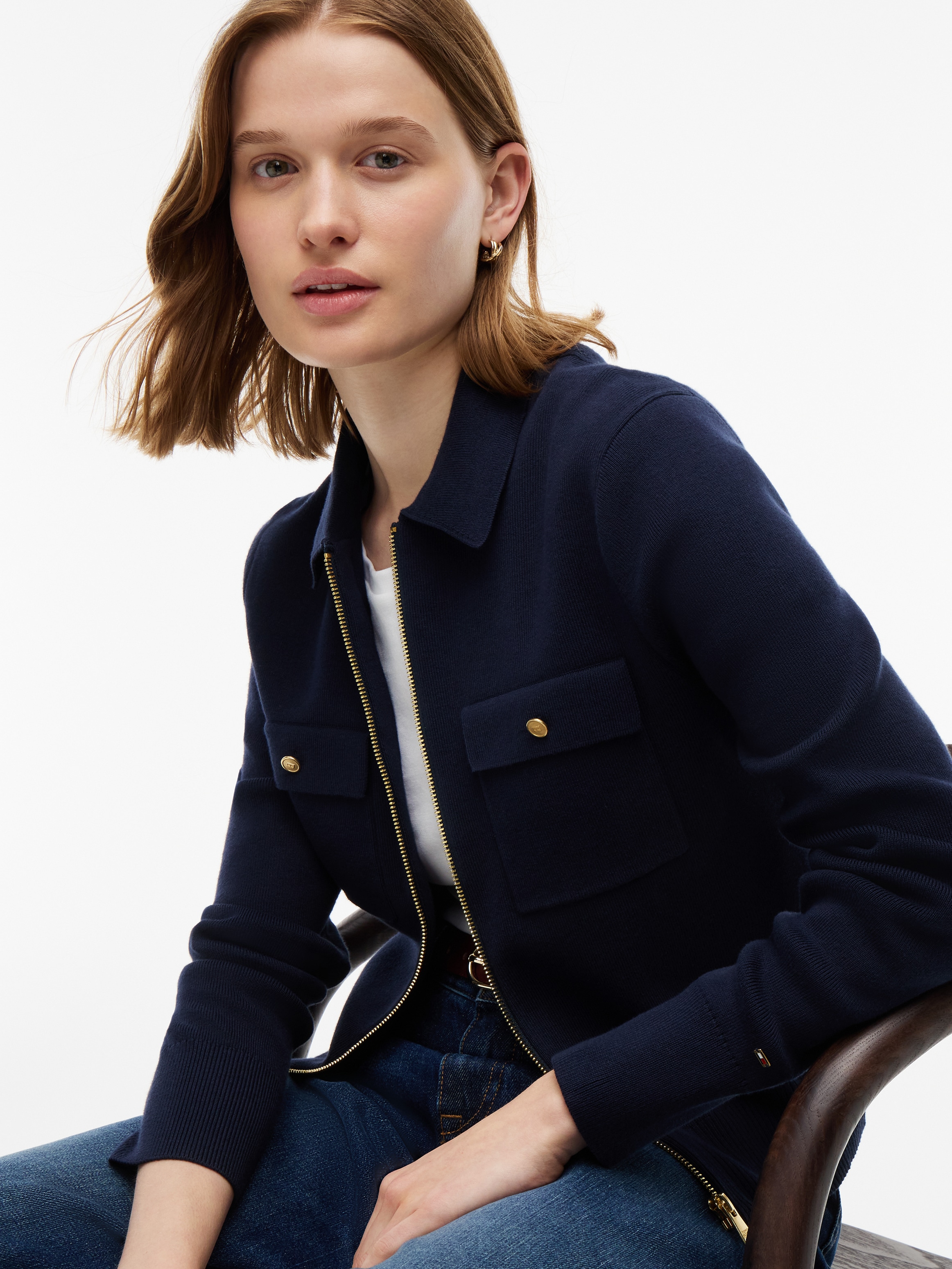 Tommy Hilfiger Veste en tricot »COTTON FULL NEEDLE REG JACKET« mélange de coton