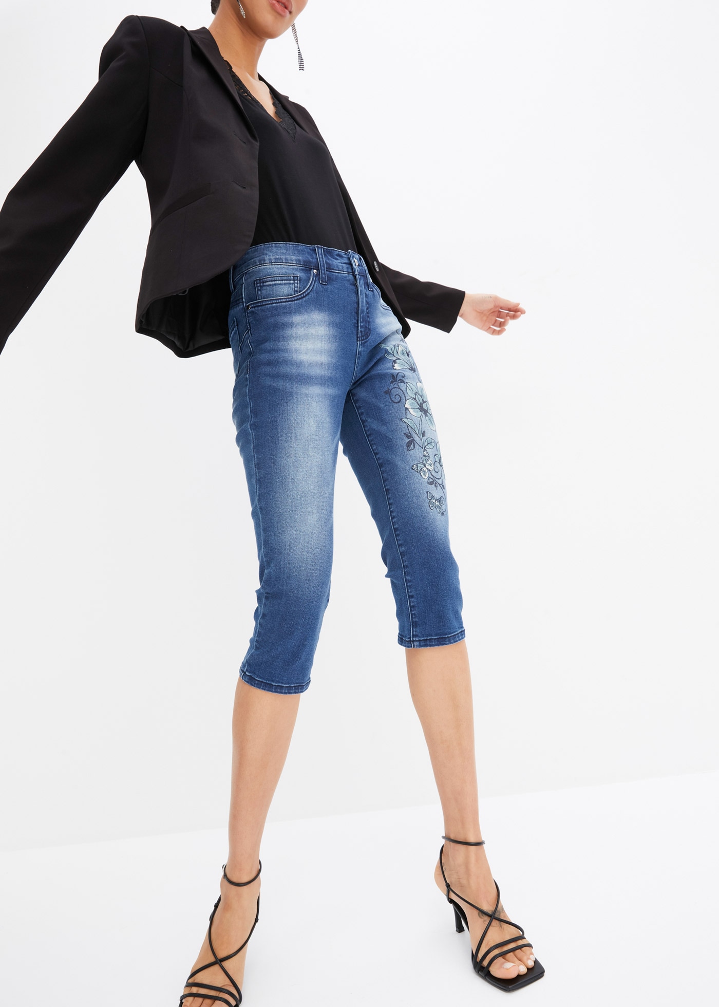 bonprix Caprijeans figurbetonte Passform, Skinny Fit, mit Elasthan-Anteil