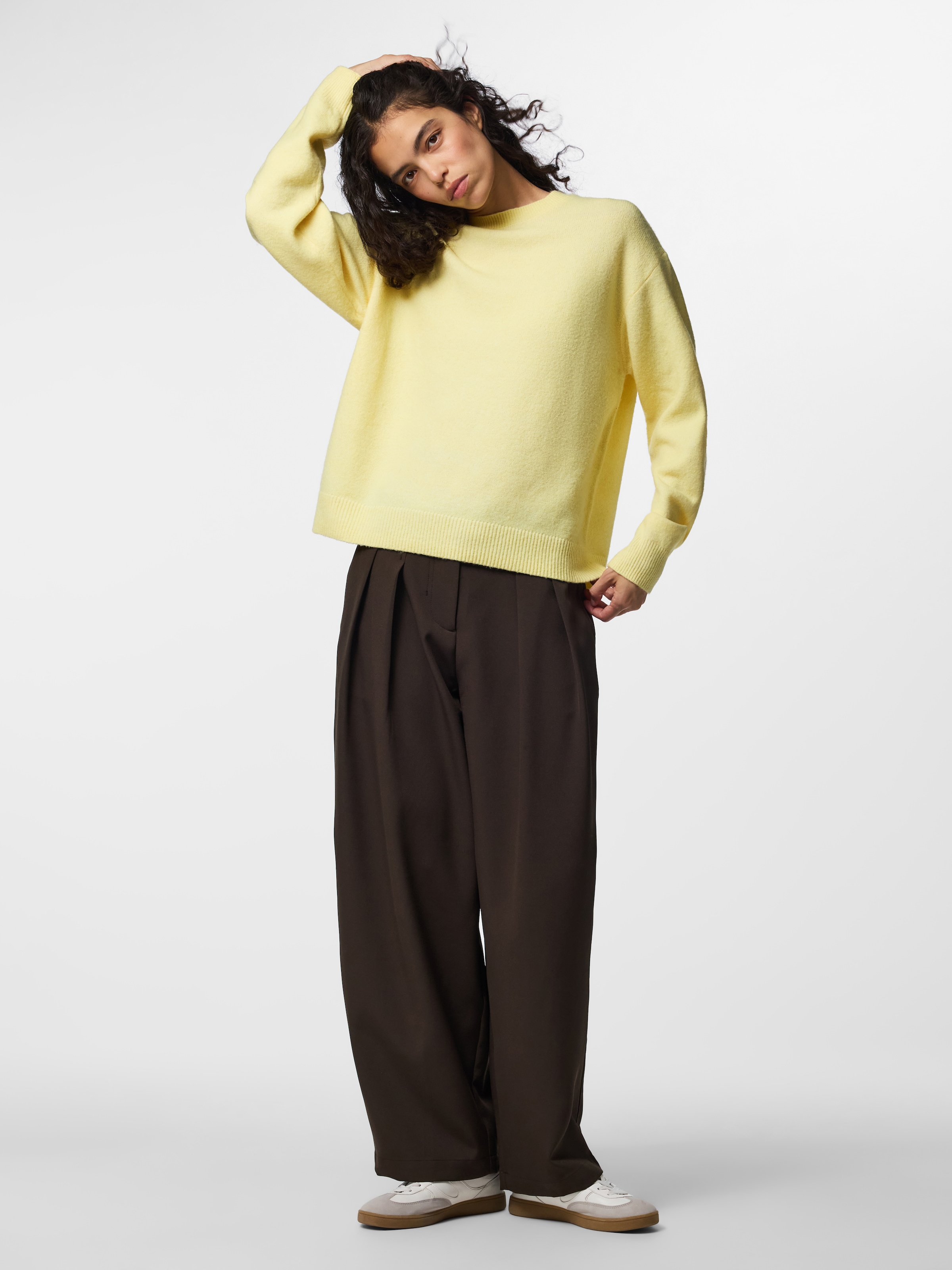 pieces Pull à col rond »PCSALLY LS O-NECK KNIT NOOS BC« mélange de matériaux