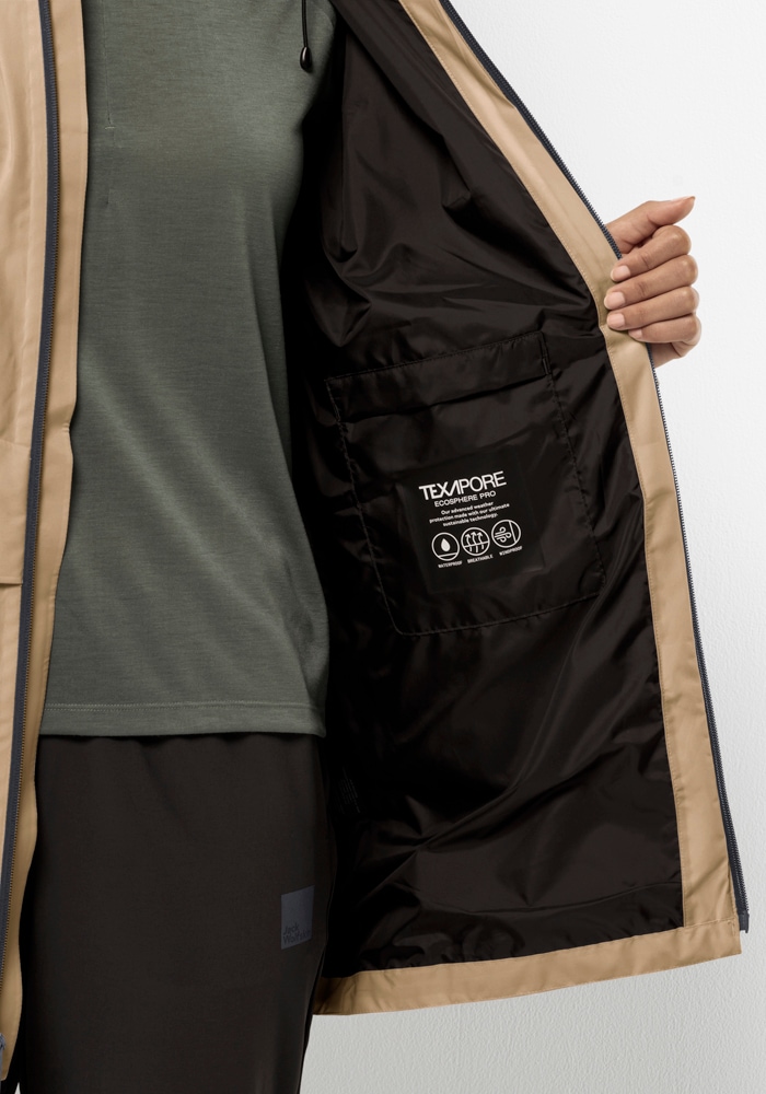 Jack Wolfskin Veste longue »MAINKAI LONG JKT W« mit Kapuze