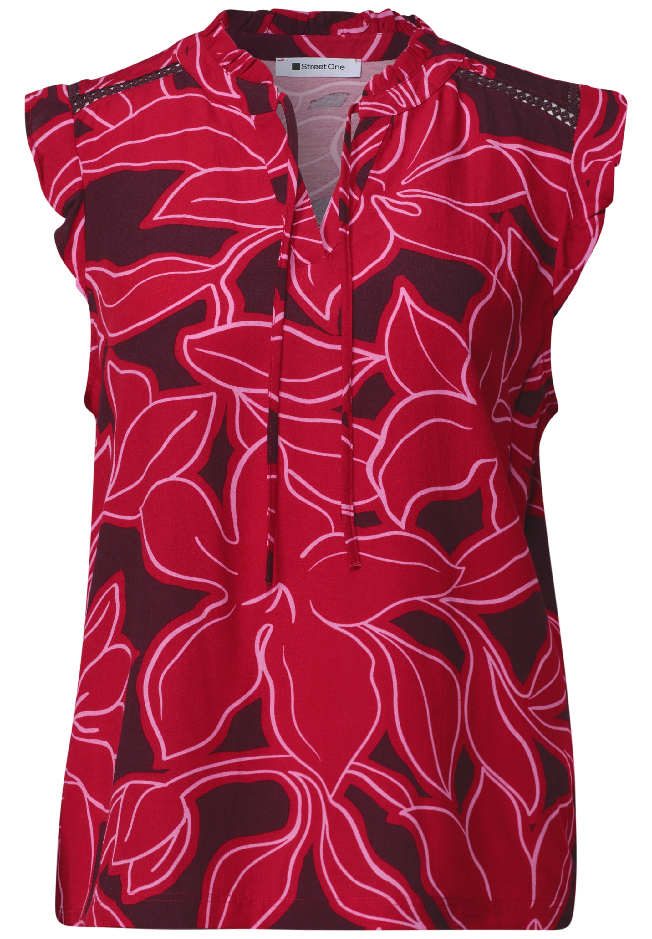 STREET ONE Top chemisier qualité chiffon fine avec top intérieur en modal, tombé souple