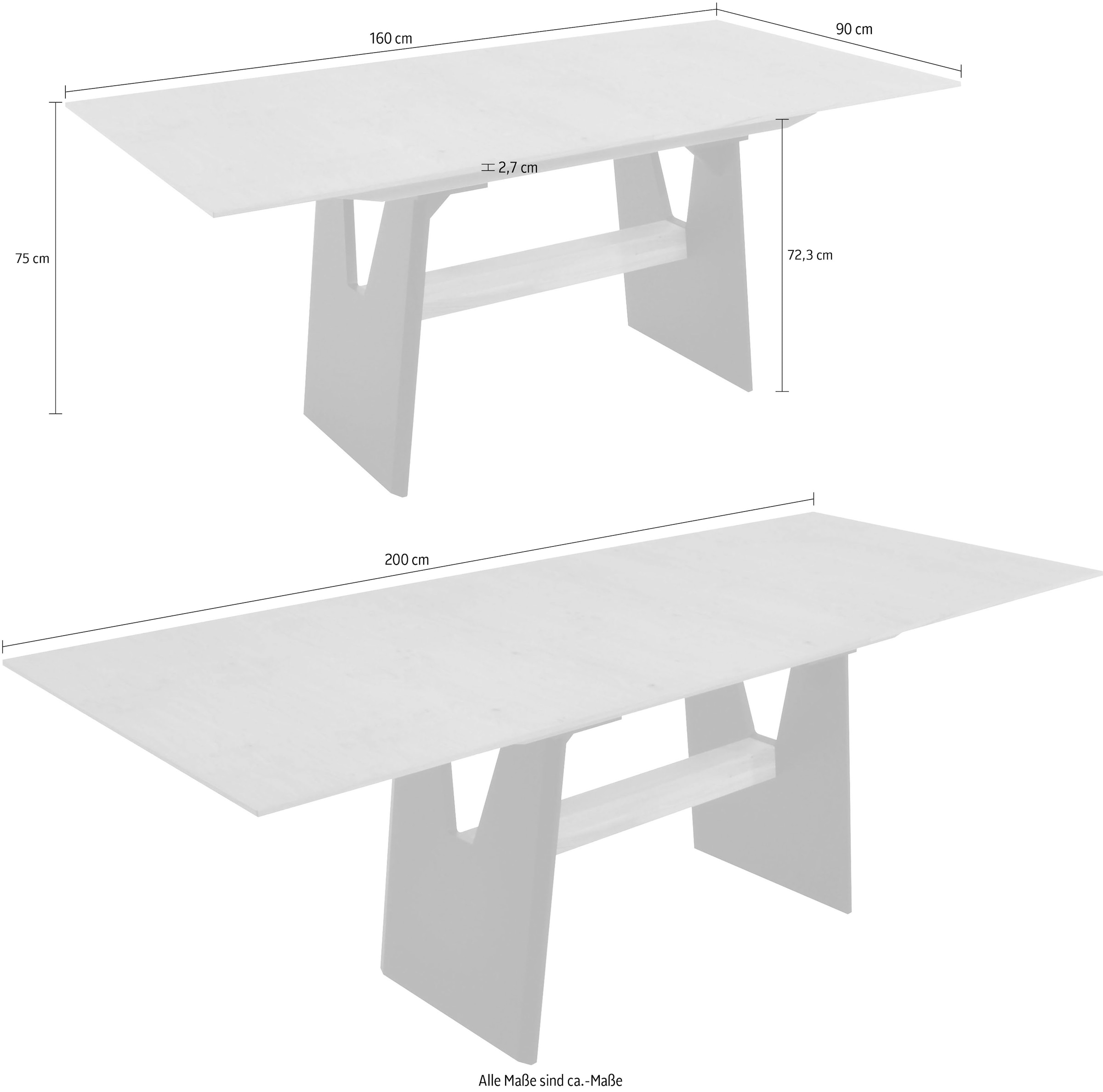 K+W Komfort & Wohnen Ensemble de salle à manger »Giacomo I« Banc rembourré, 2 chaises et 2 fauteuils avec accoudoirs, 6 cuis tlg. 2 chaises et banc, 2 fauteuils avec accoudoirs tissu 775, table 160 ou 180 cm