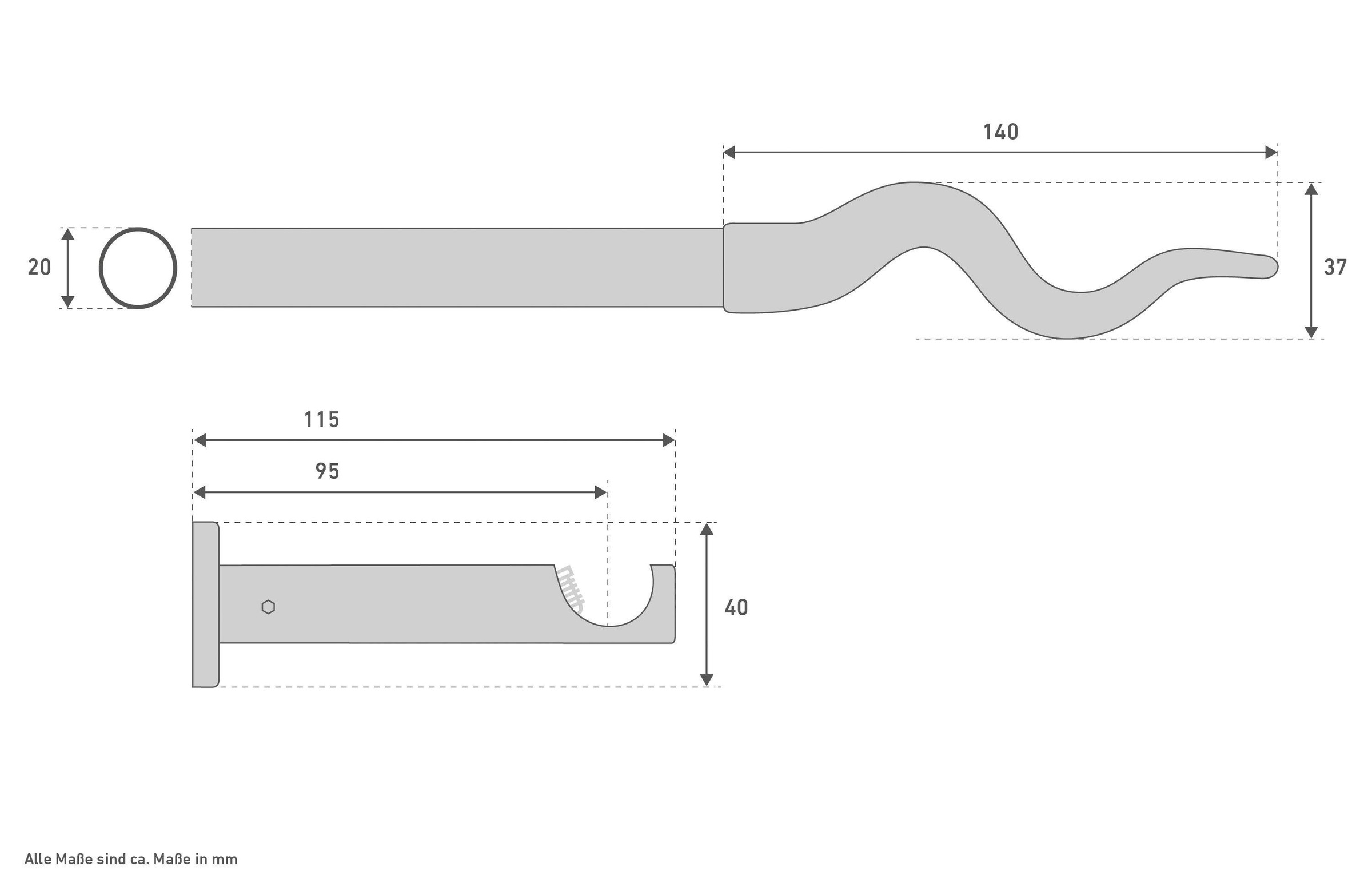Good Life Tringle à rideaux »Sepa« Ø 20 mm 1 course-läufig Fixmass