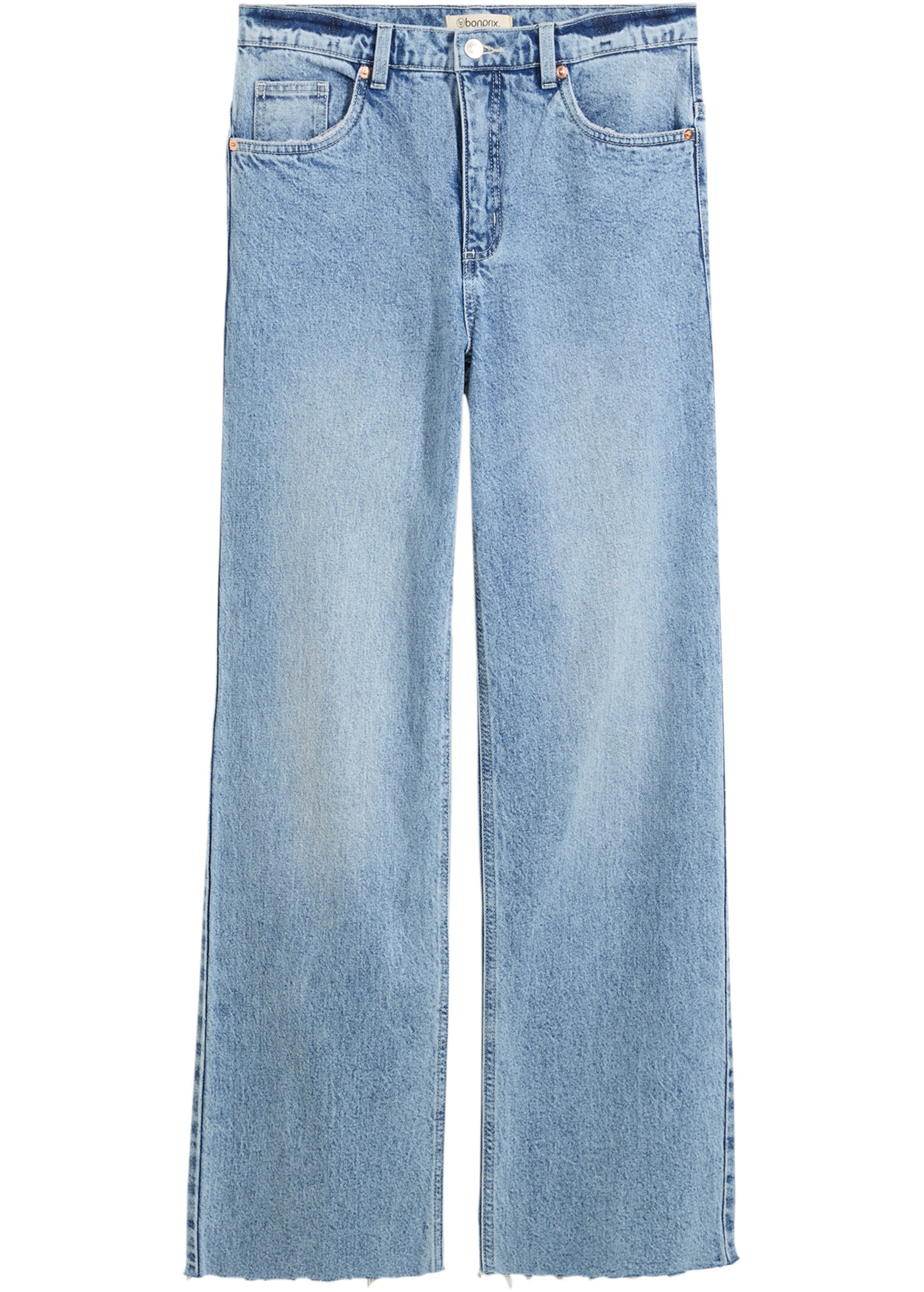 bonprix Jeans large 1 pièces Loose Fit, High Waist, mit Elasthan, aus leichter Baumwolle