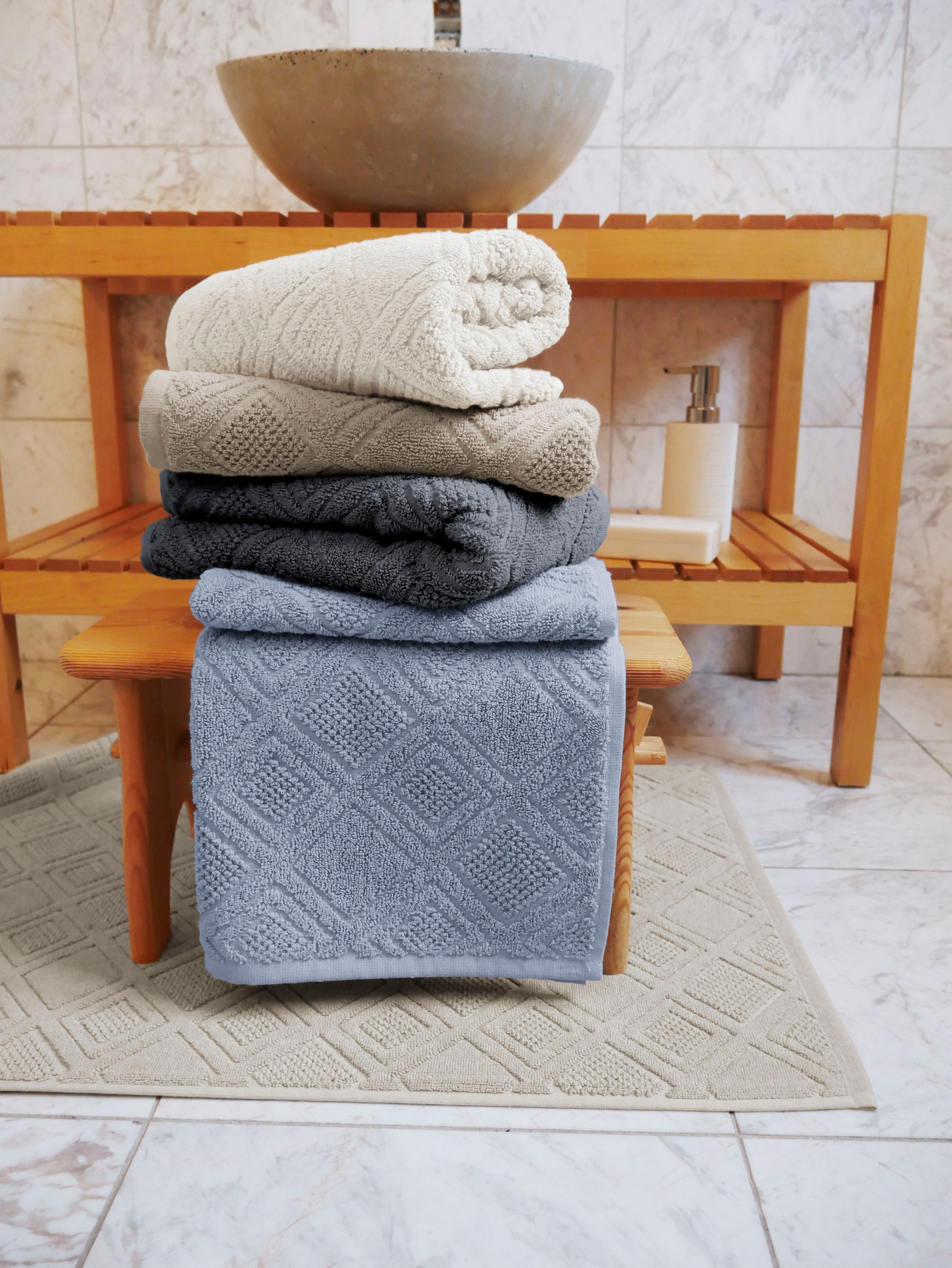 framsohn frottier Tapis de bain »Mosaik« Höhe 7 mm Séchage rapide | utilisable des deux côtés à motifs, coton, fabriqué en Autriche