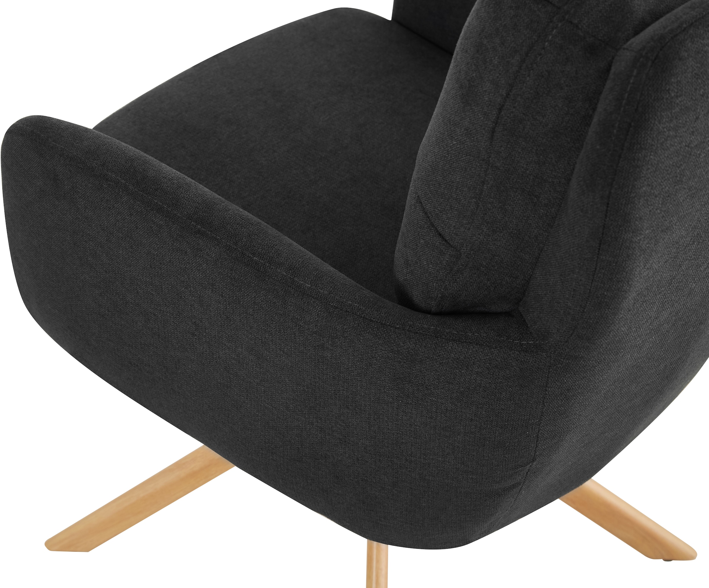 GOODproduct Chaise de salle à manger »Miami, 2er-Set, Federkern« (Ensemble) 2 cuisgemütlicher Armlehnstuhl mit Federkern, Fein-Webstoff und Holzoptik