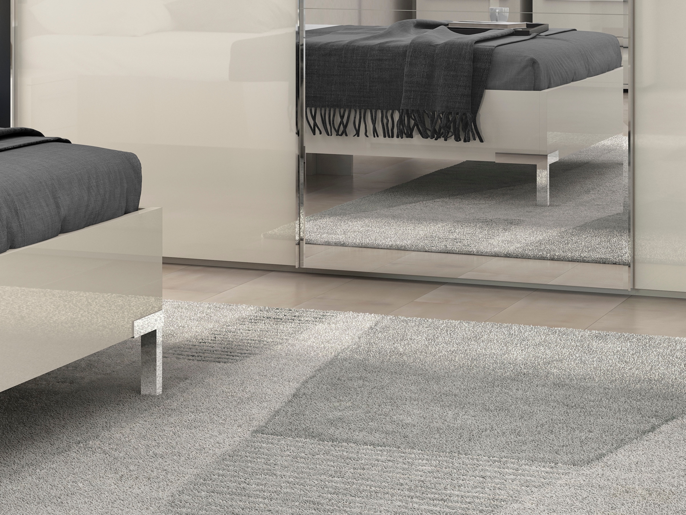 GOODproduct Schwebetürenschrank »Piano, mit Einlegeböden, Kleiderstangen, Spiegel, Türen soft-close« in 3 Breiten, 224cm hoch, mit verchromten Aufleistungen,  mit Spiegeltür, FSC-zertifizierter Holzwerkstoff