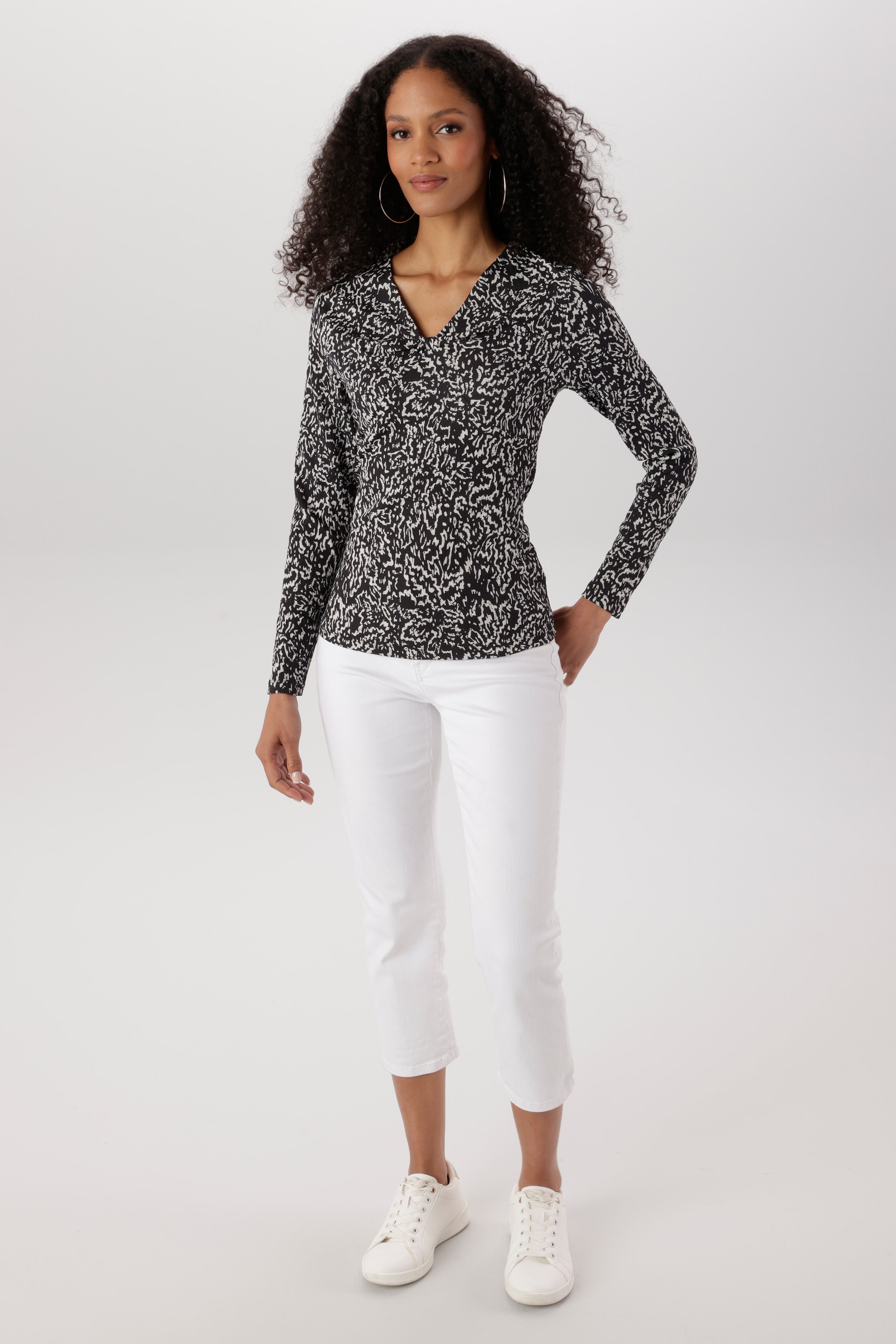 Aniston SELECTED Shirtbluse elastische Shirtware in leichter Crash-Optik - NEUE KOLLEKTION