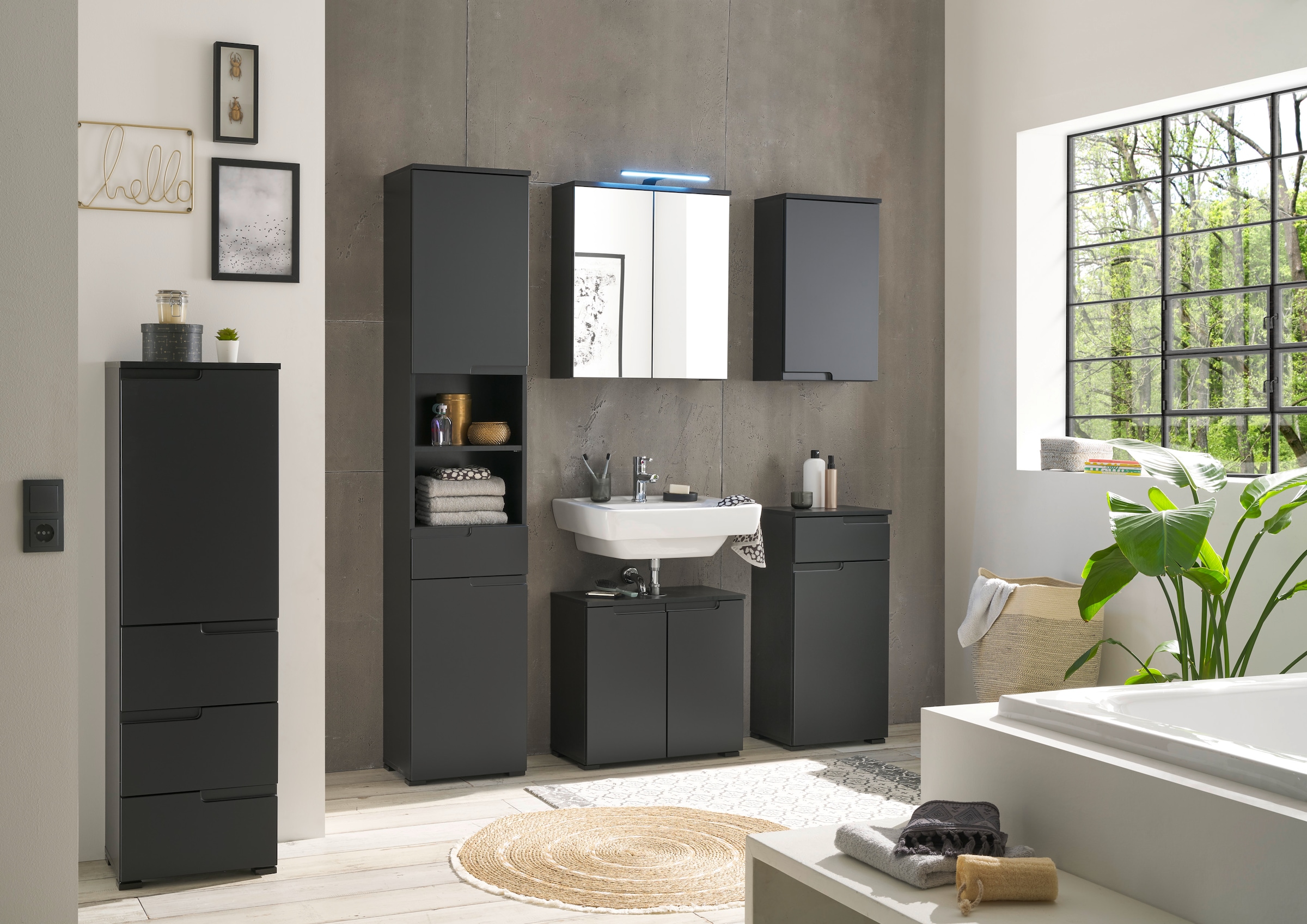 BASIC by Balculina Midischrank »Spice, Badezimmerschrank BxTxH 40x134x32 cm« 1 Stk. tlg. Breite 40 cm, Griffmulden,