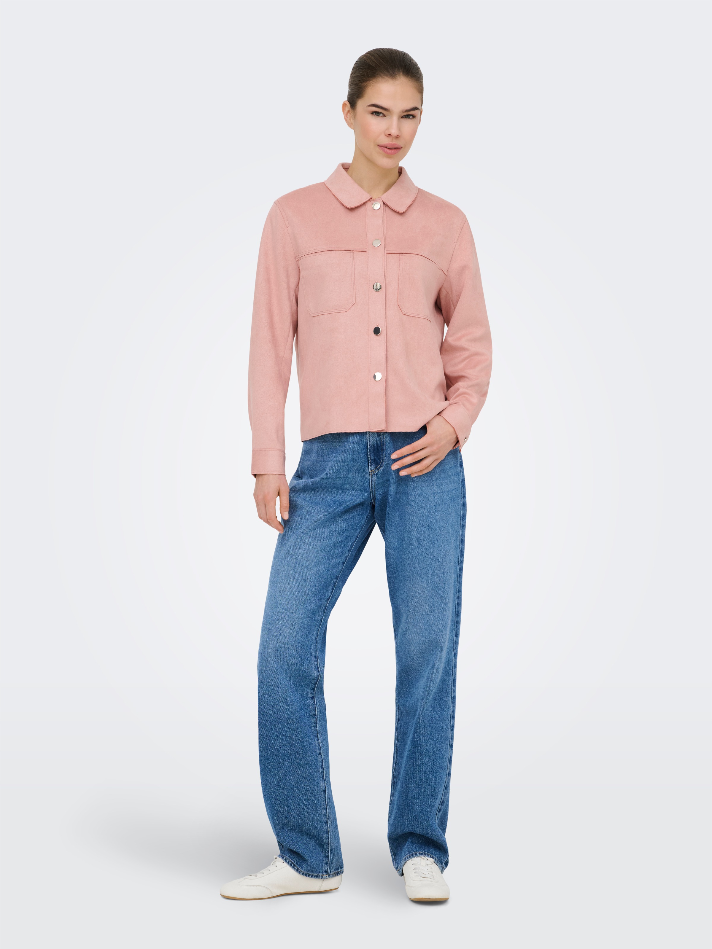 ONLY Blouse chemise »ONLMIRA L/S FAUX SUEDE SHIRT PNT« mélange de matériaux, coupe régulière