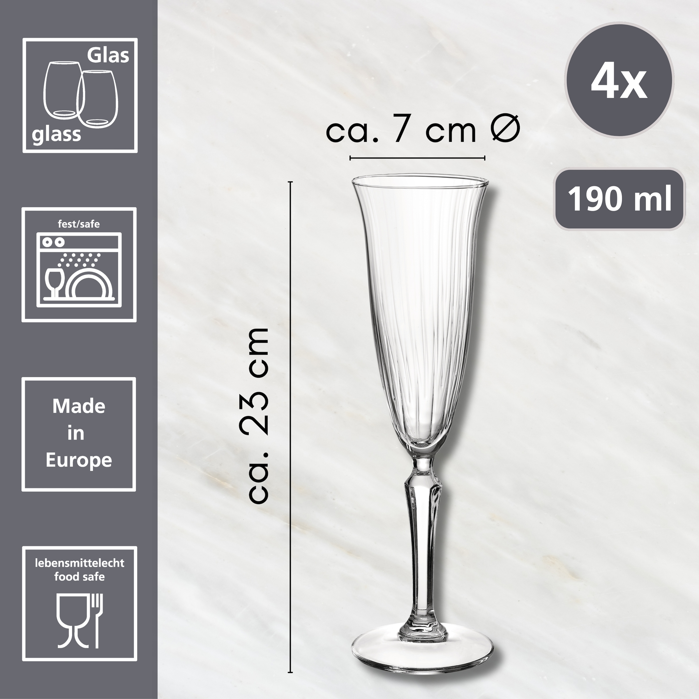 Ritzenhoff & Breker Flûte à champagne »Perpetuo« 4er Set, je 210 ml