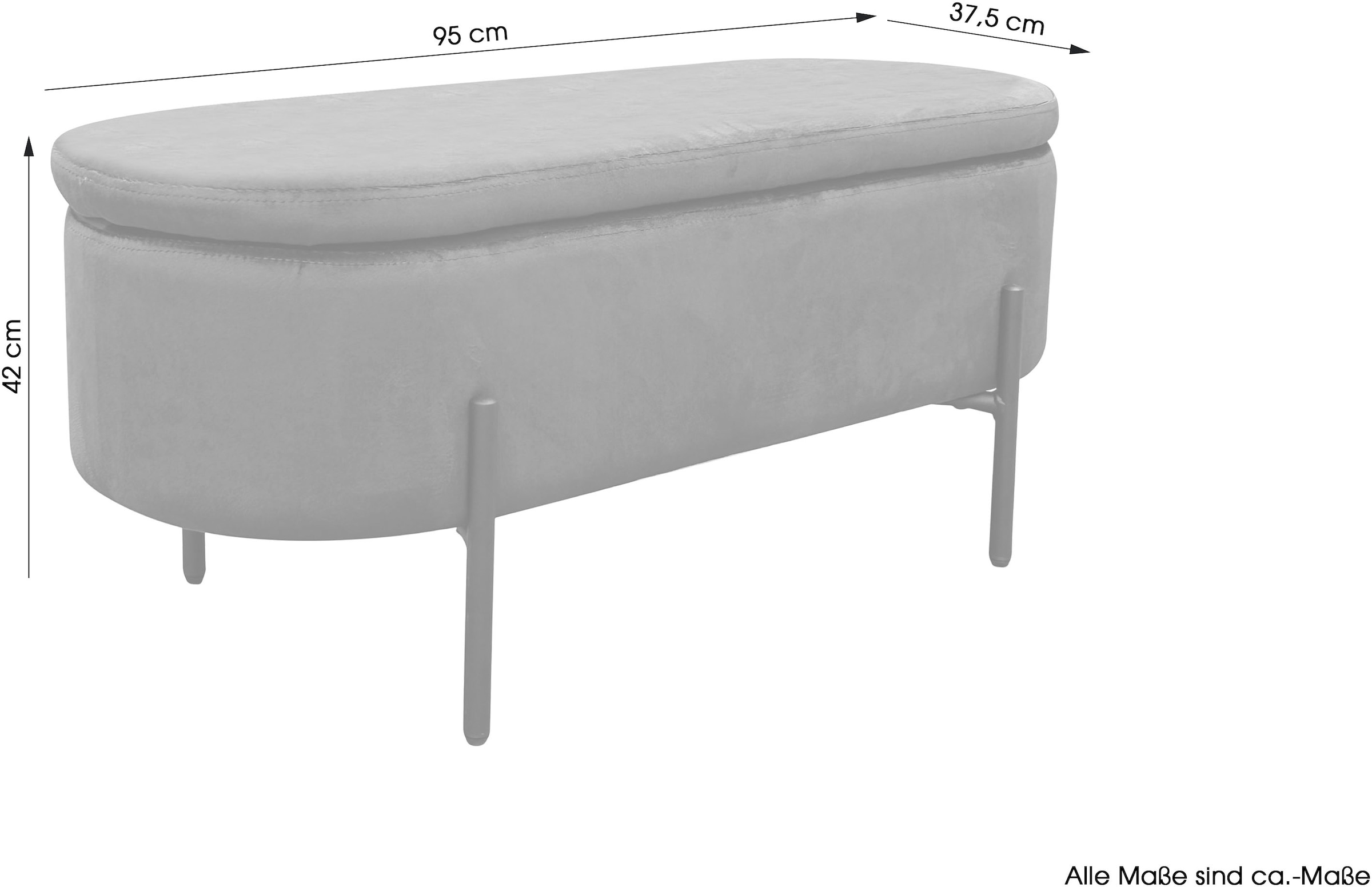 byLIVING Sitzbank »NOVA« Samt, mit Stauraum/Truhe, Innenmass Truhe 26,5 x 83cm, Höhe: 19 cm