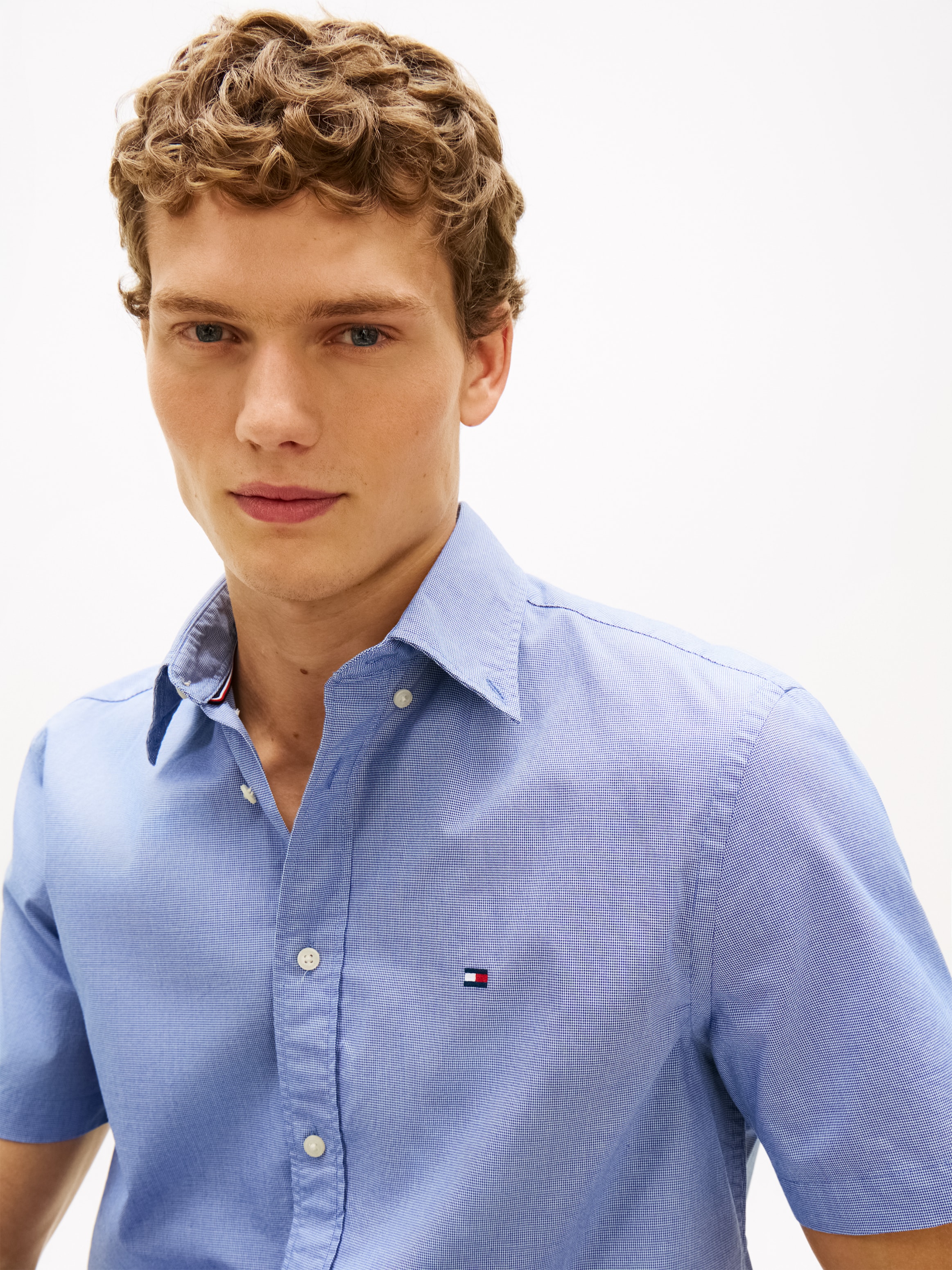 Tommy Hilfiger Chemise à manches courtes »FLEX POPLIN HOUNDSTOOTH« Regular fit mit normalem Hemdkragen