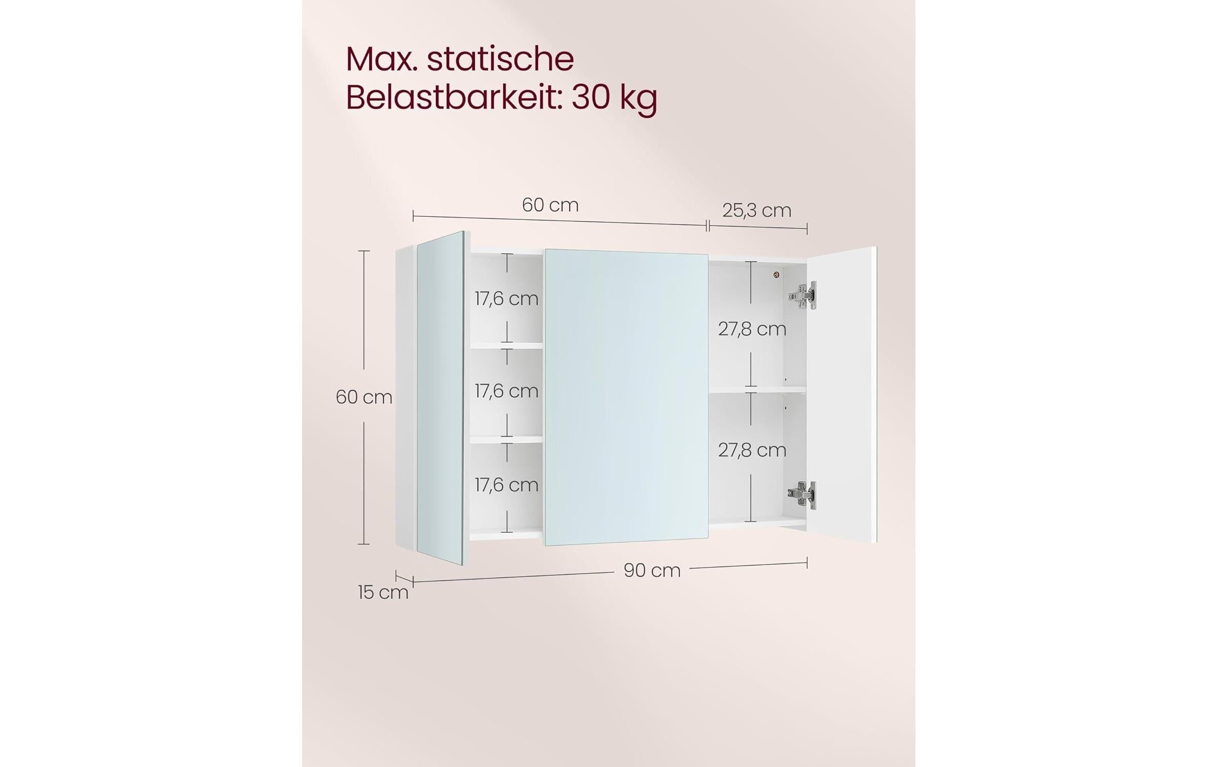 VASAGLE Spiegelschrank »15 x 90 x 60 cm«